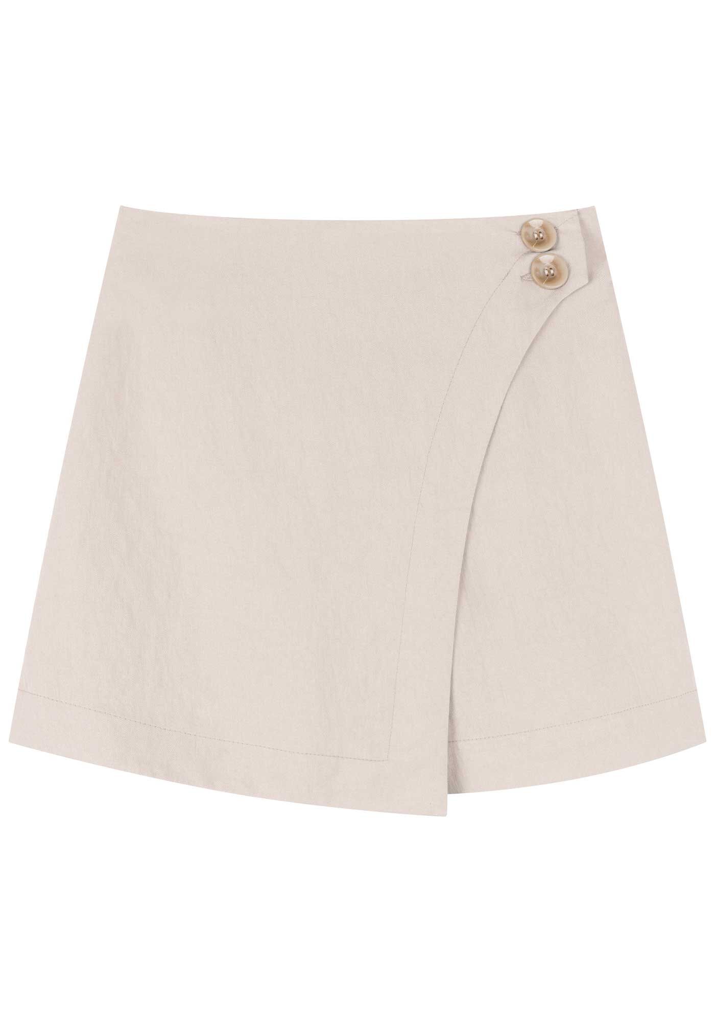 Shorts Transpassado Com Cintura M&eacute;dia E Bot&otilde;es, , large.