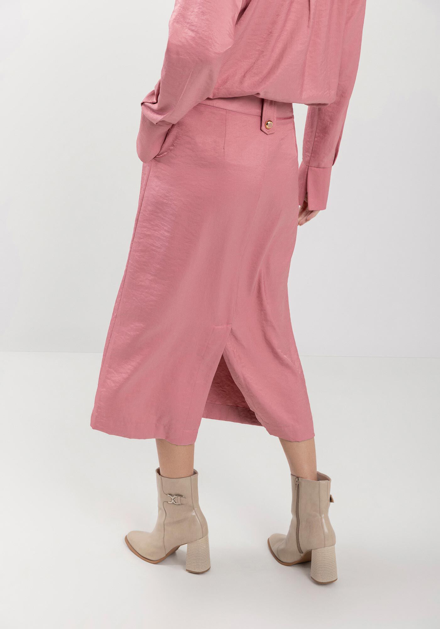 Saia Midi Ch&aacute; Com Cintura Super Alta, , large.