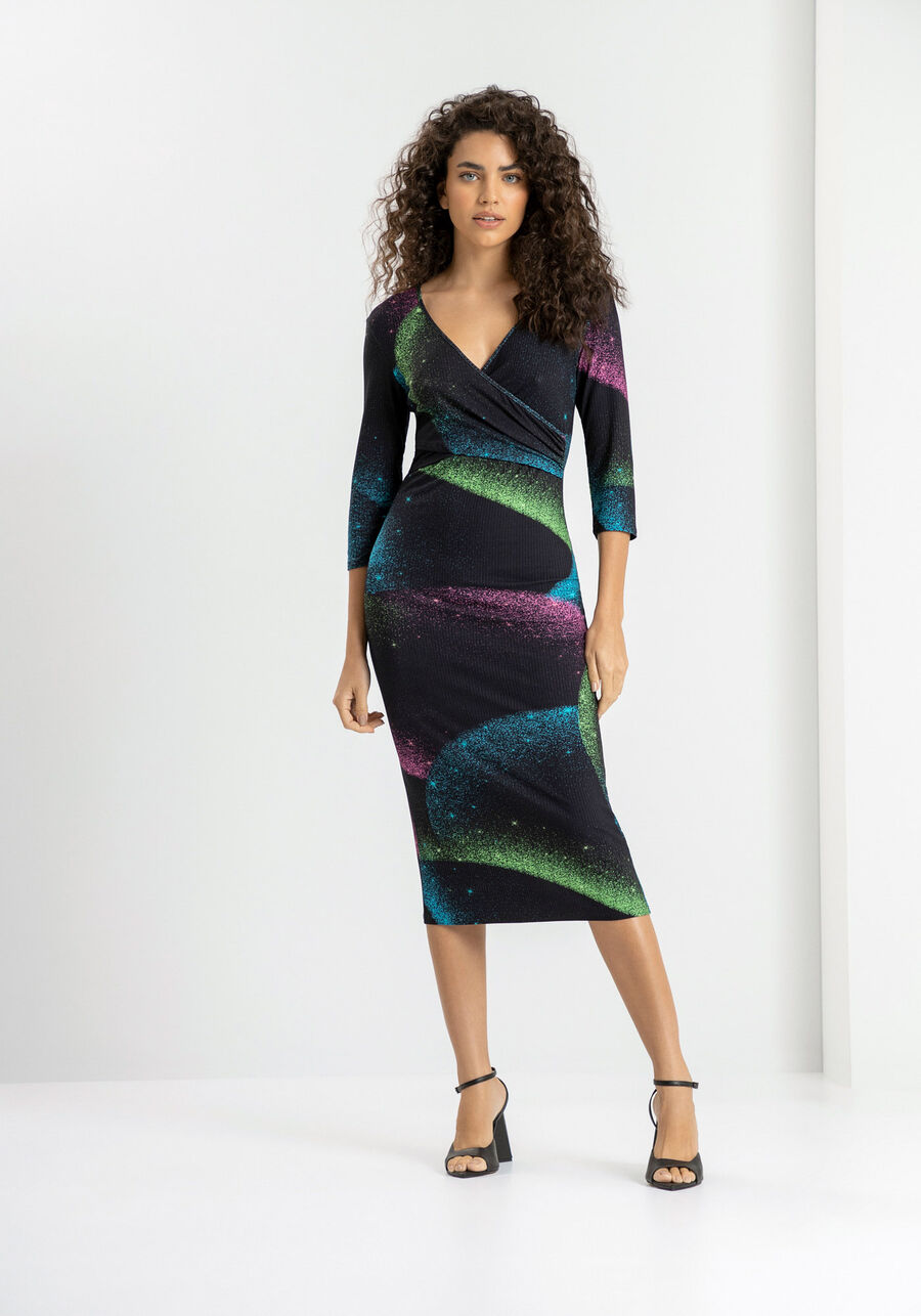 Vestido Midi Canelado com Cut Out, ESTRELA CADENTE. Vestido Midi Canelado com Cut Out, ESTRELA CADENTE, large.