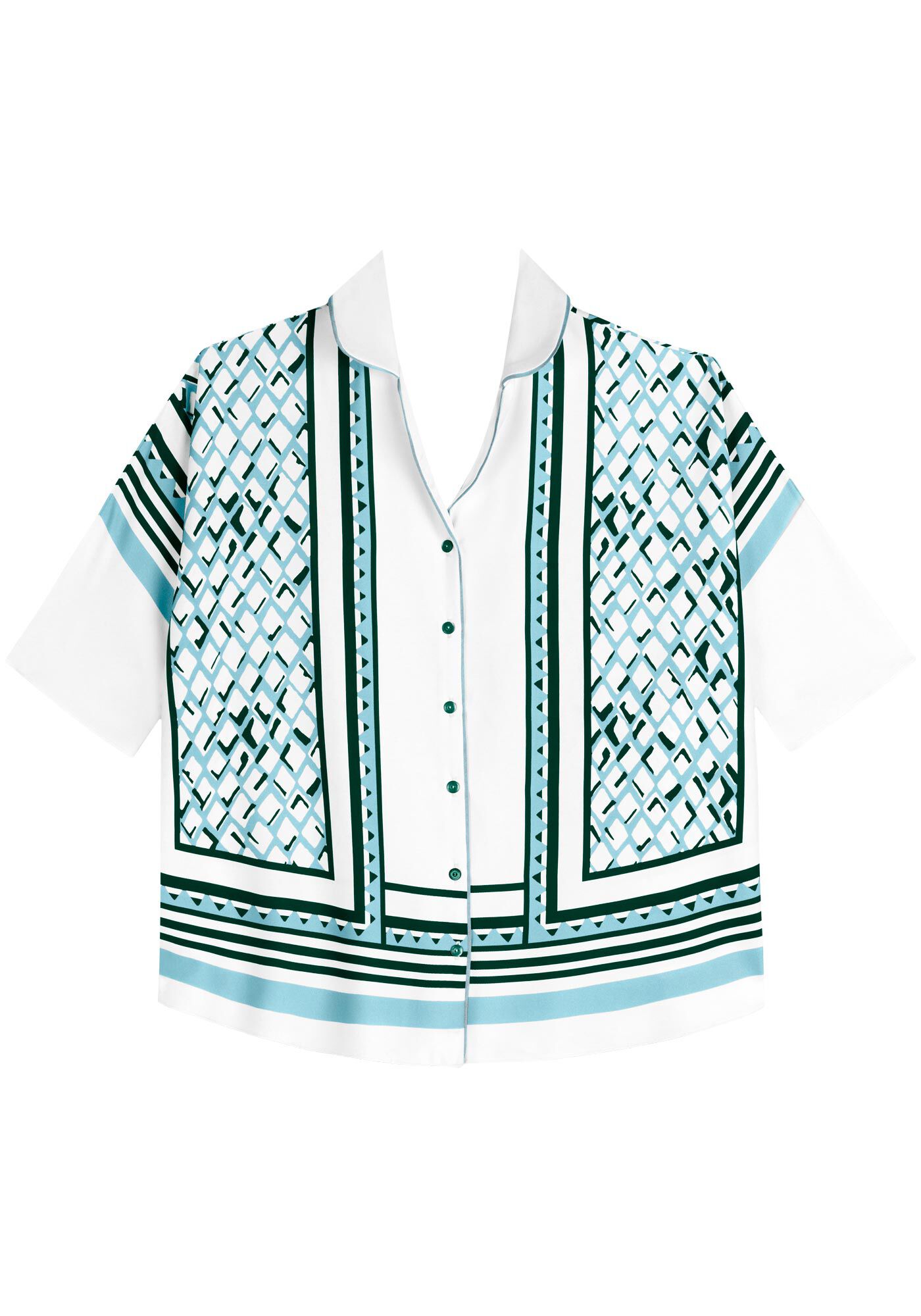 Camisa Estampada Overshirt Com Mangas 3/4, , large.