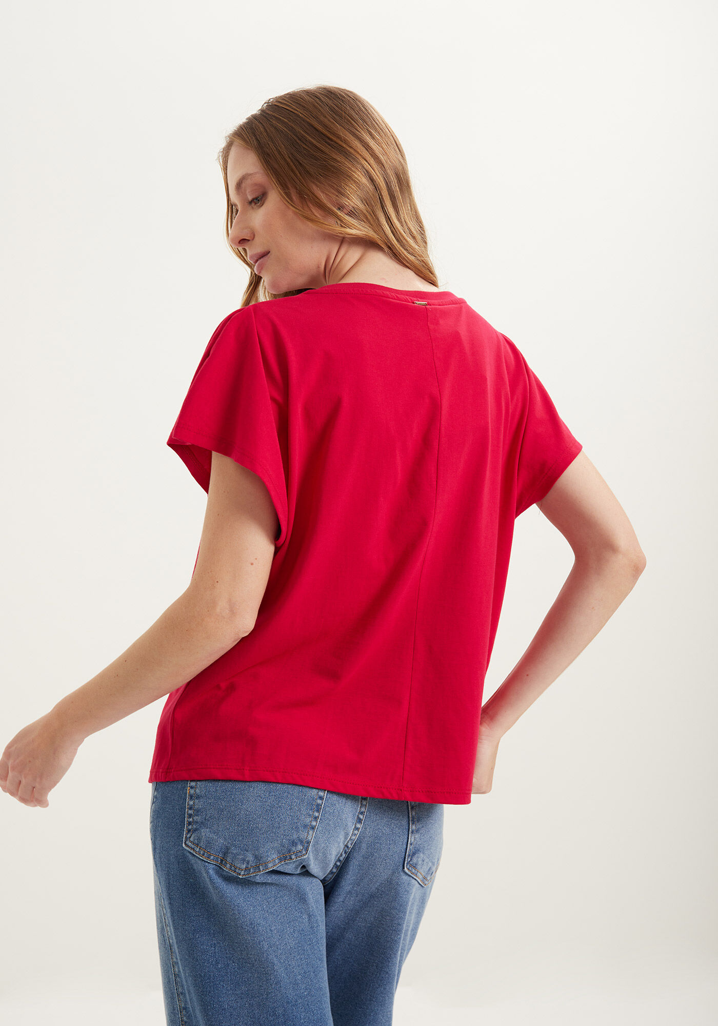 Blusa De Ombros Alongados Com Bordado Vazado Malha De Algod&atilde;o, , large.