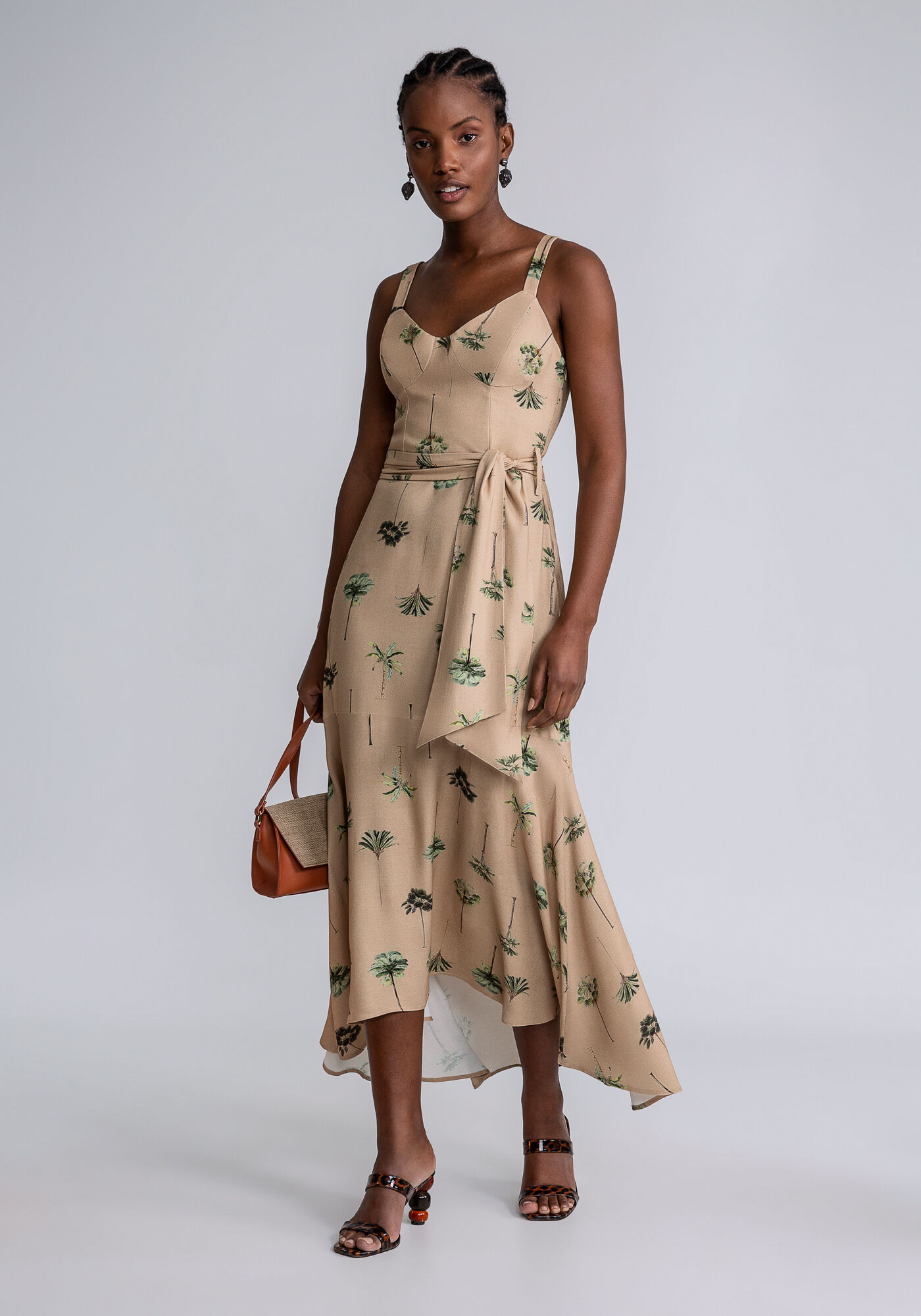 Vestido com Al&ccedil;as Midi Faixa Estampa, ARVOREDO, large.