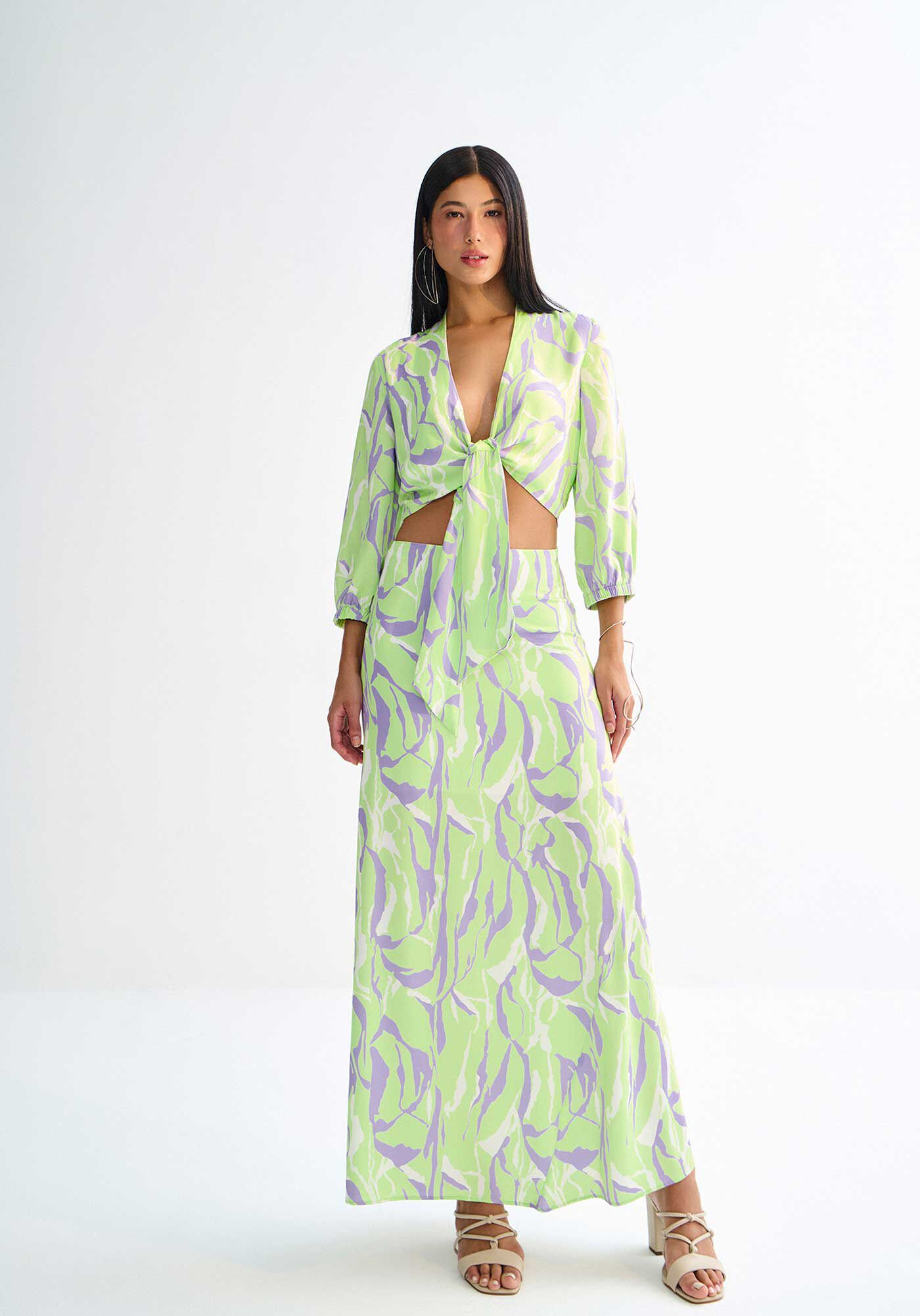 Blusa Cropped Manga 3/4 com Amarra&ccedil;&atilde;o, , large.