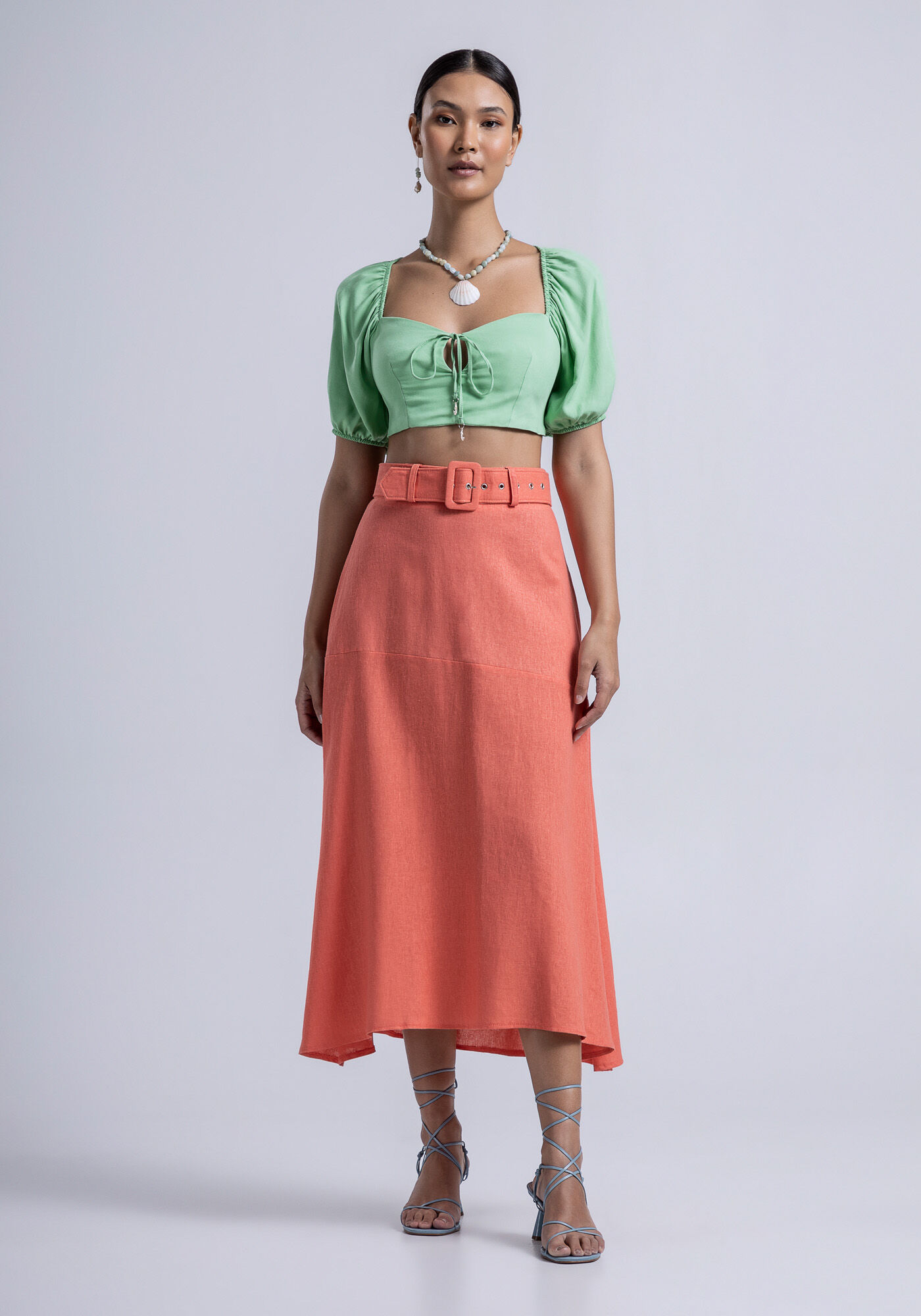 Blusa Cropped em Viscose com Manga Bufante, , large.