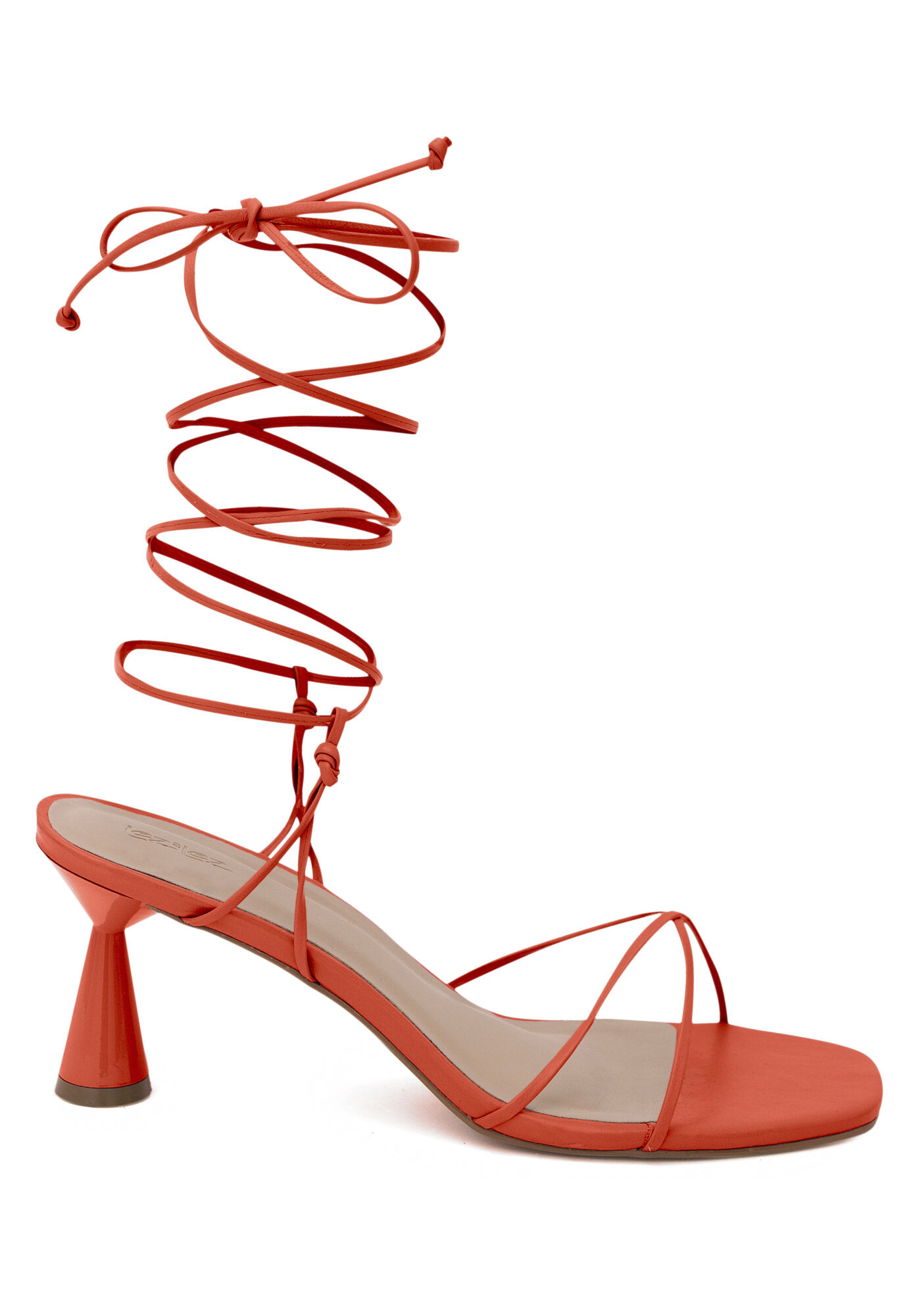 Sand&aacute;lia em Couro com Salto Geom&eacute;trico, , large.