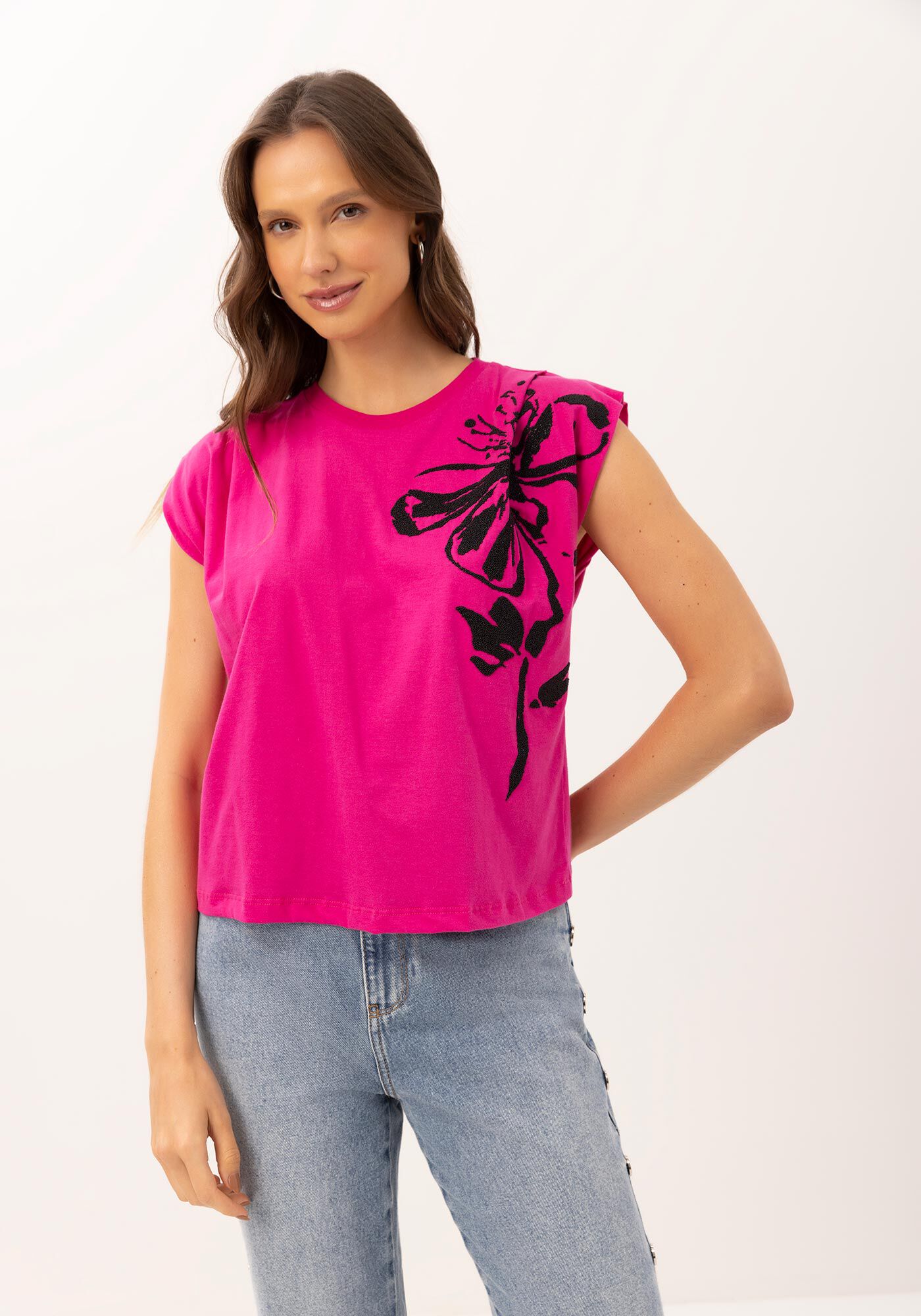 Blusa Muscle Tee em Malha com Textura, , large.