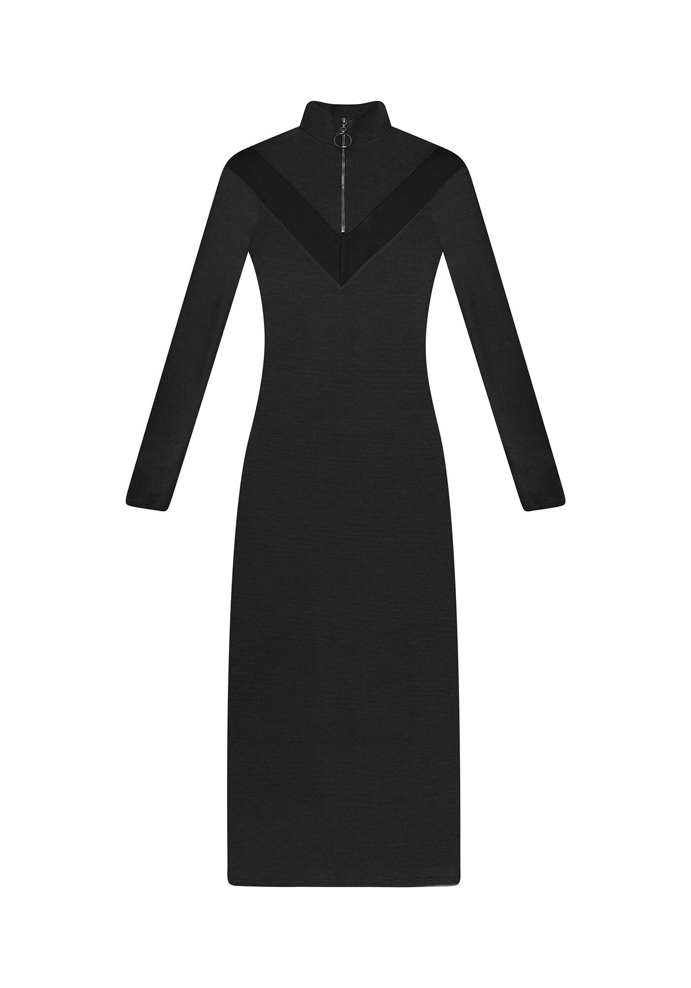 Vestido M&iacute;di Gola Alta Z&iacute;per, , large.