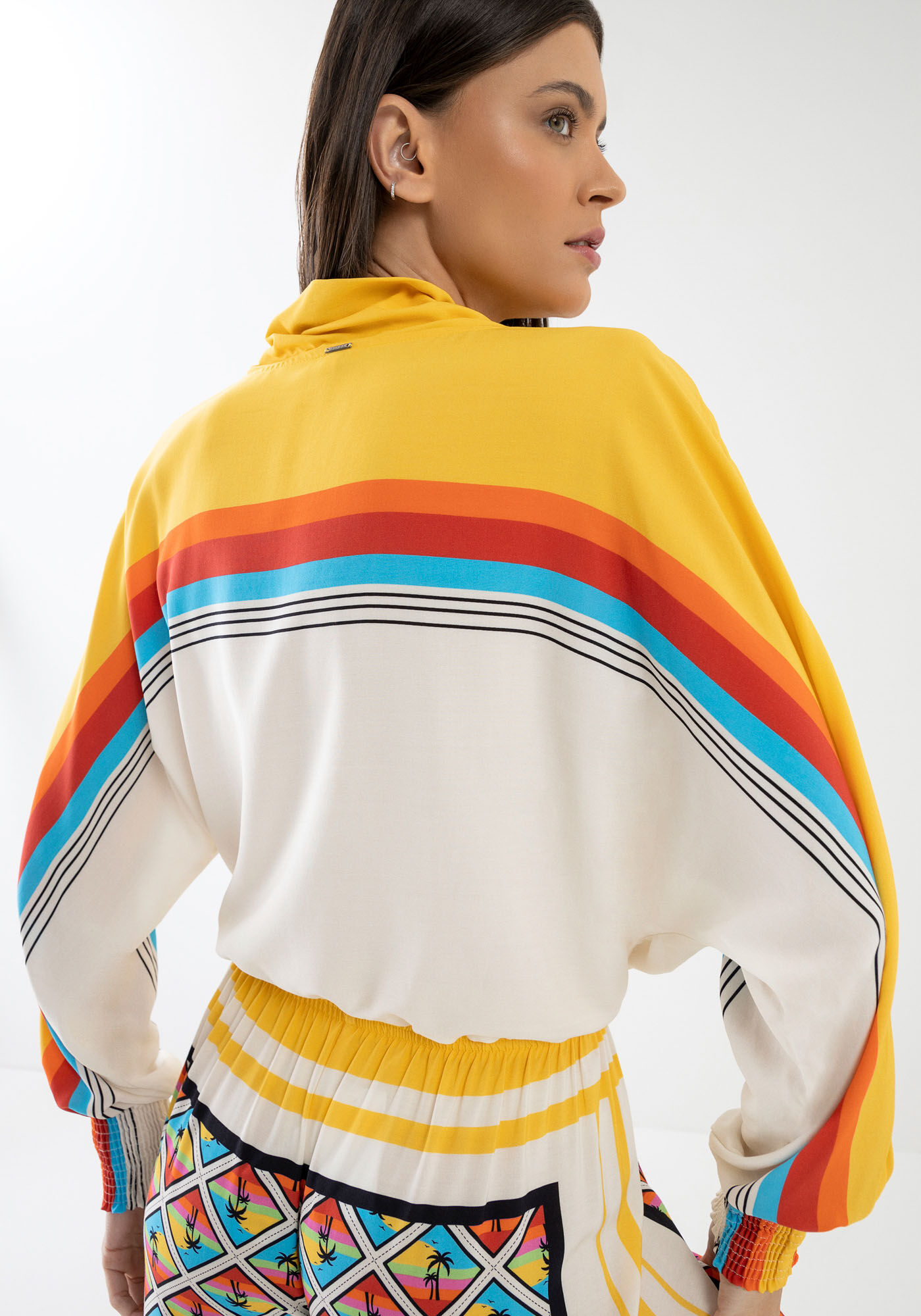 Blusa Estampada em Viscose com Regulador, , large.