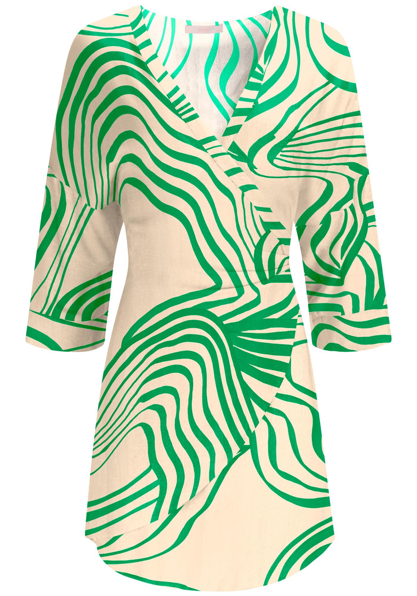 Vestido Curto Transpassado em Viscose Estampado, , large.