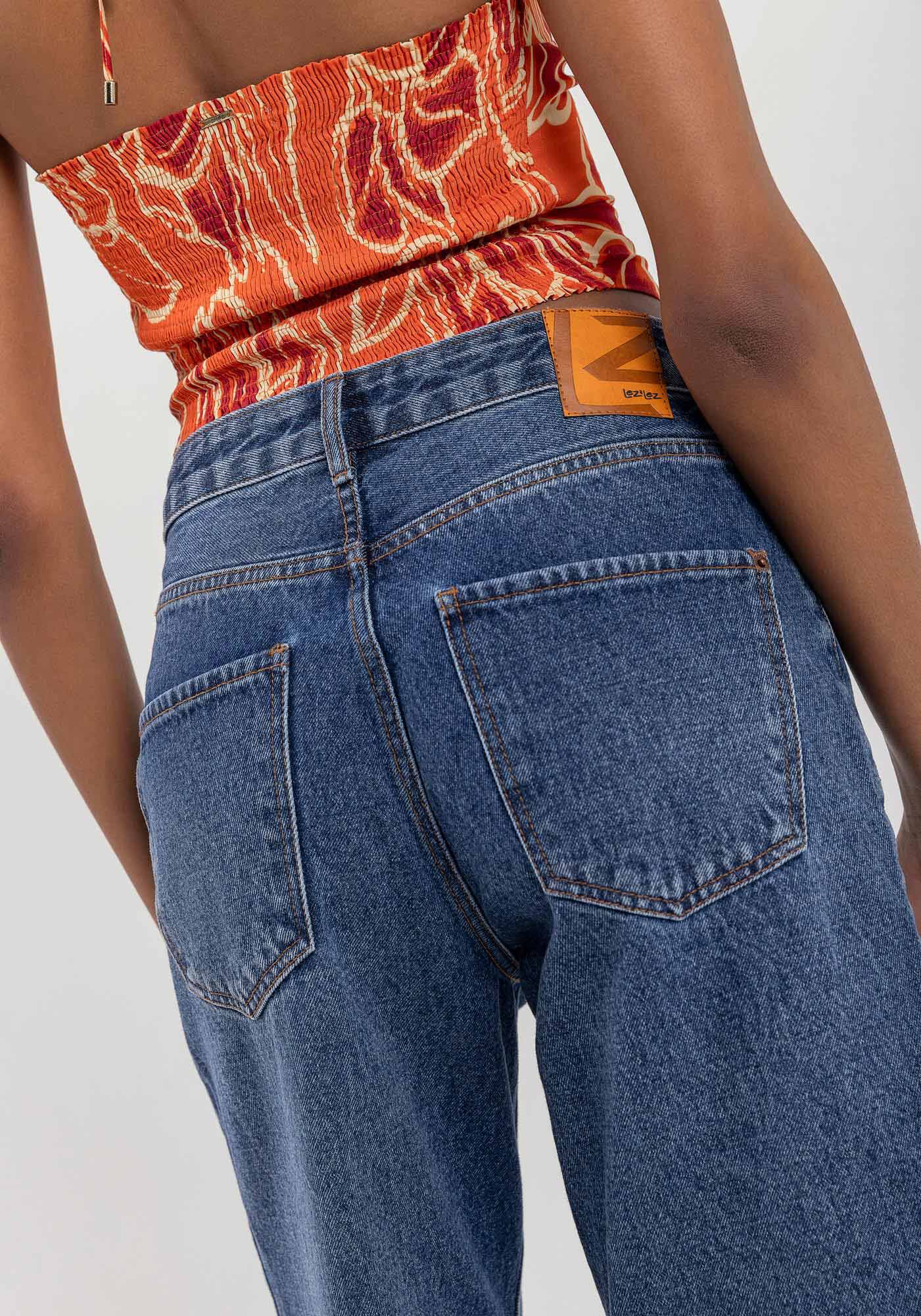 Bermuda Jeans Jorts Com Cintura Alta E Passantes No C&oacute;s, , large.