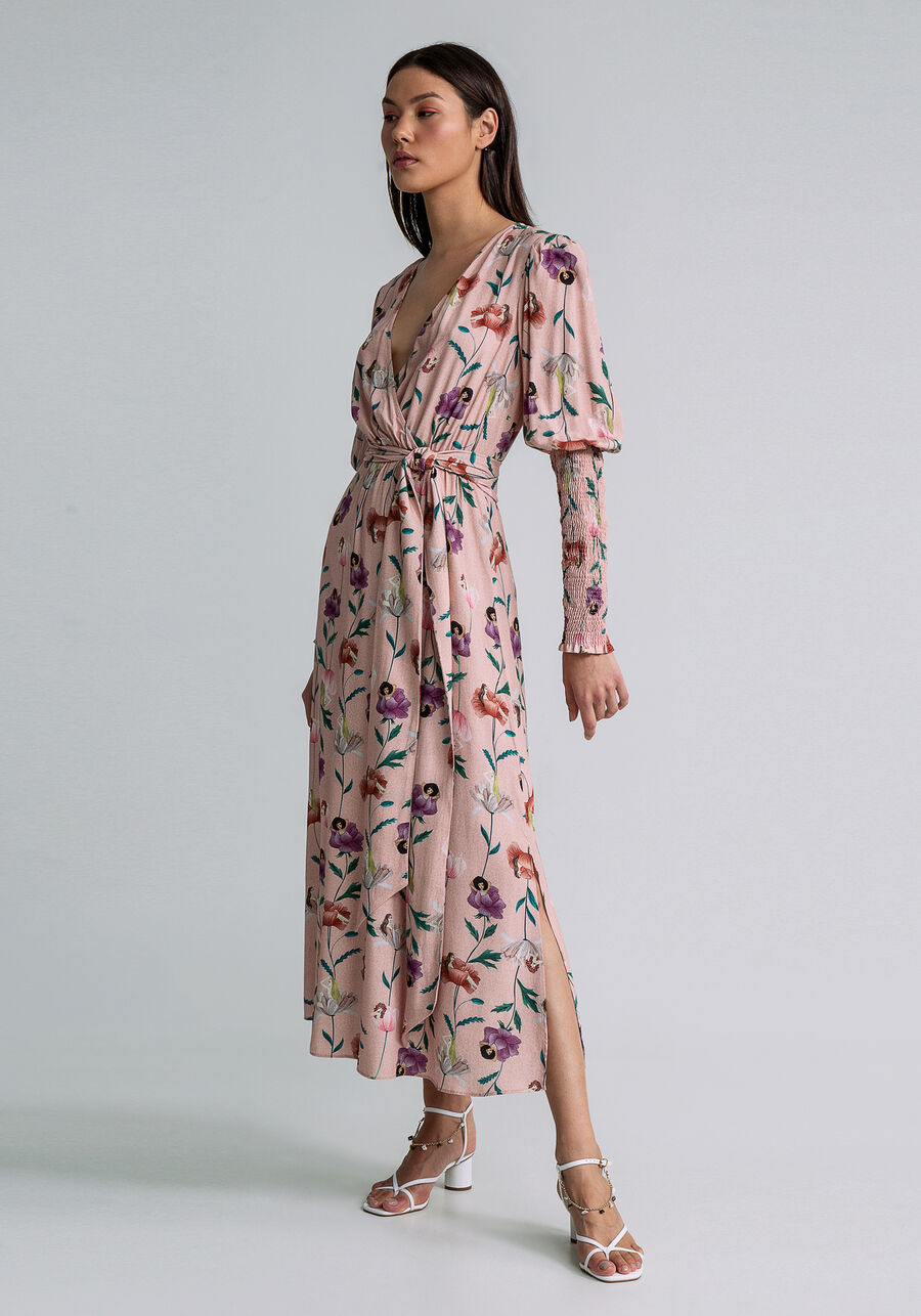 Vestido Midi Manga Lastex Cinto, RENASCER. Vestido Midi Manga Lastex Cinto, RENASCER, large.