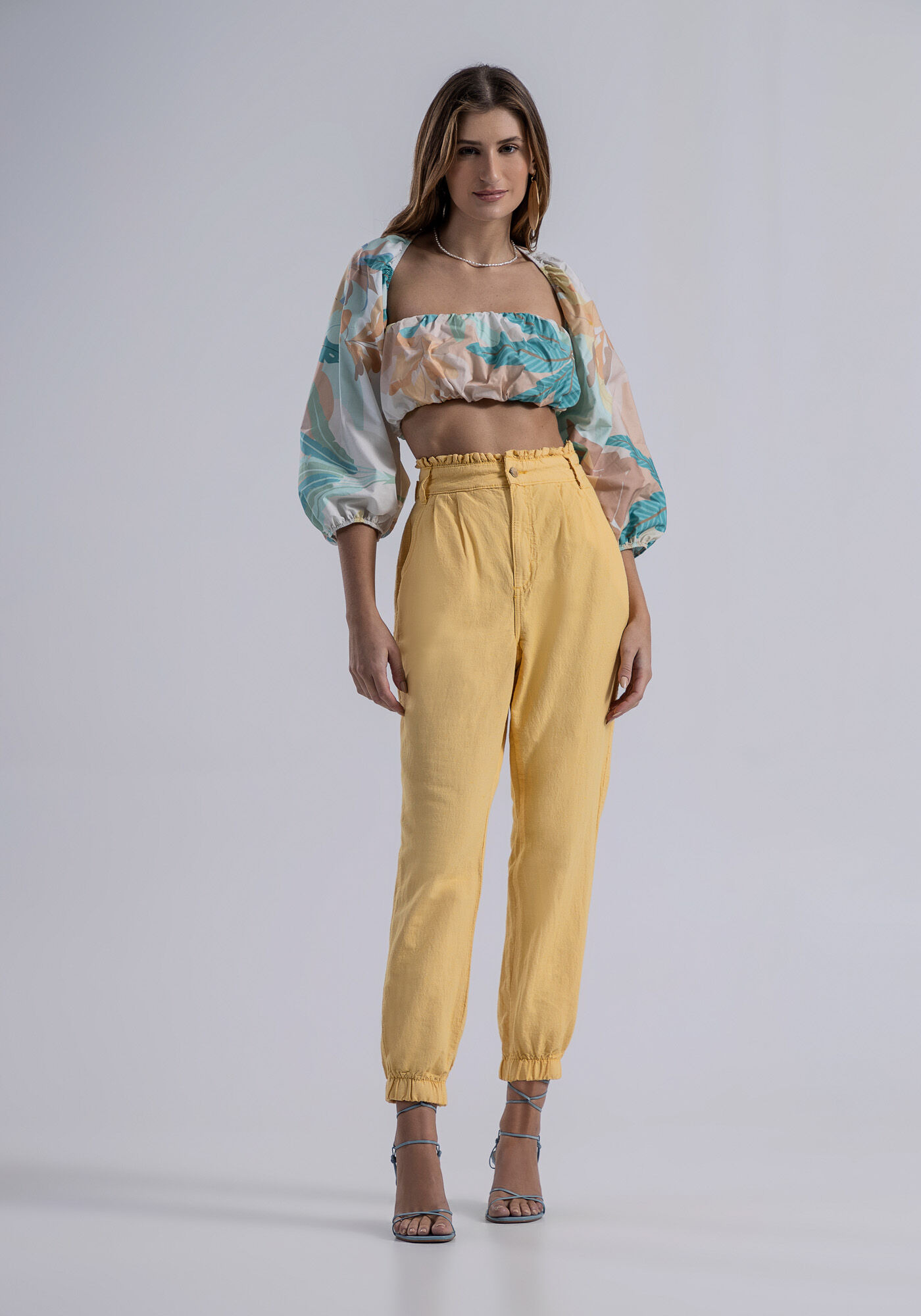 Blusa Manga Bufante em Tecido Atlanta com Top, , large.