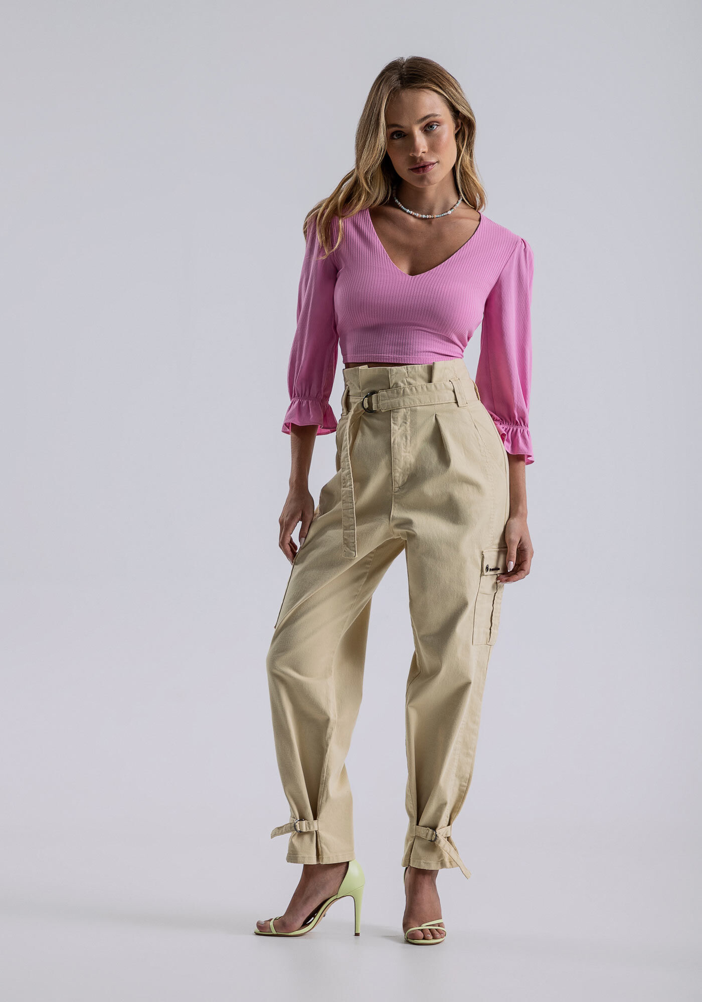 Blusa Cropped Viscose com Manga Babado, , large.