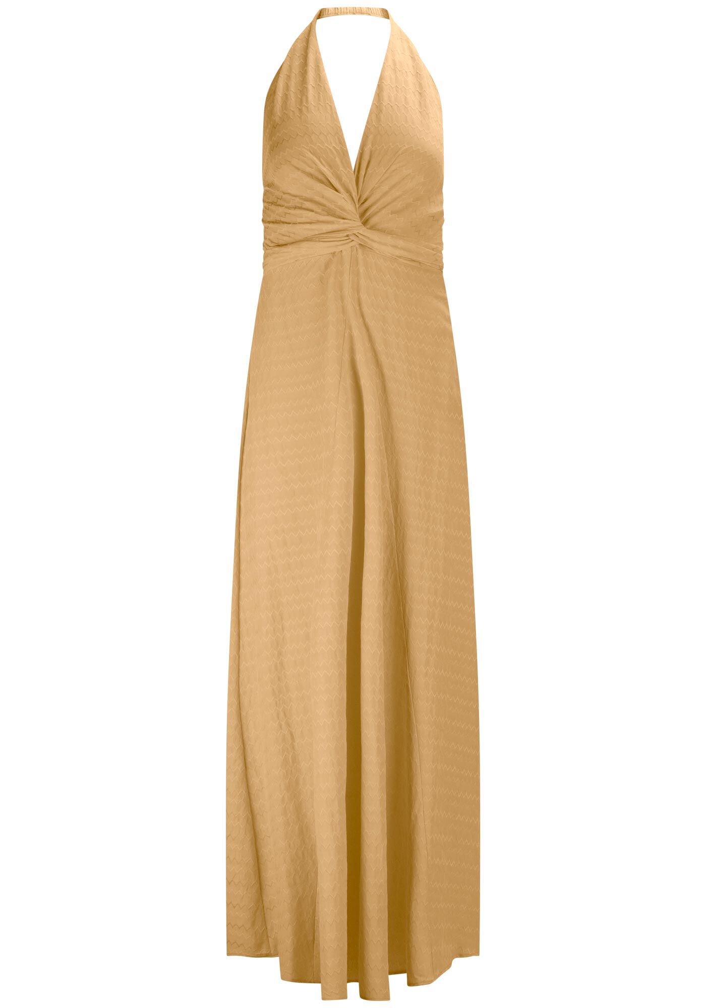 Vestido Frente &Uacute;nica Longo com Tor&ccedil;&atilde;o Decote, BEGE BIRCH, large.