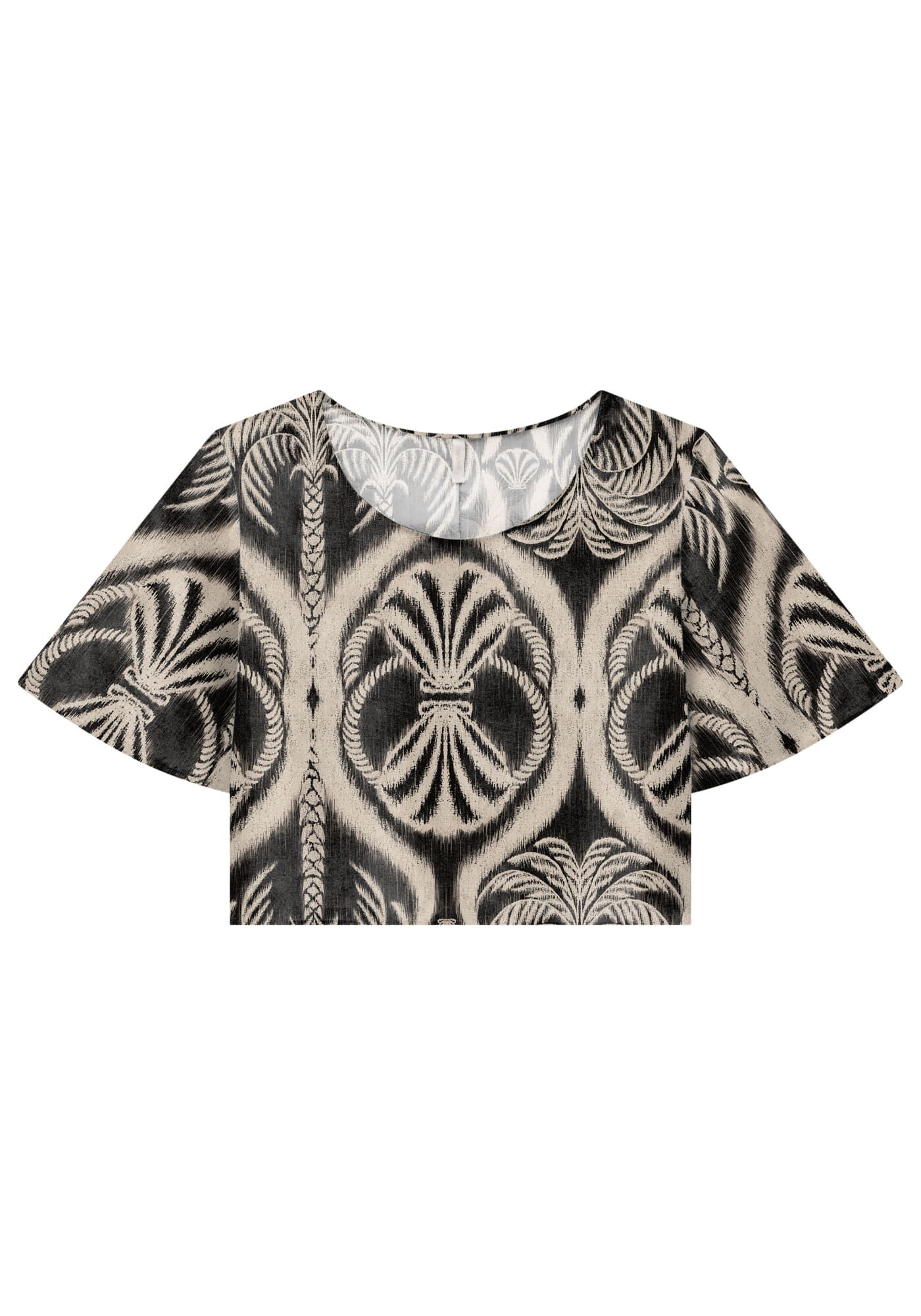 Blusa Cropped em Viscose com Manga Sino, , large.