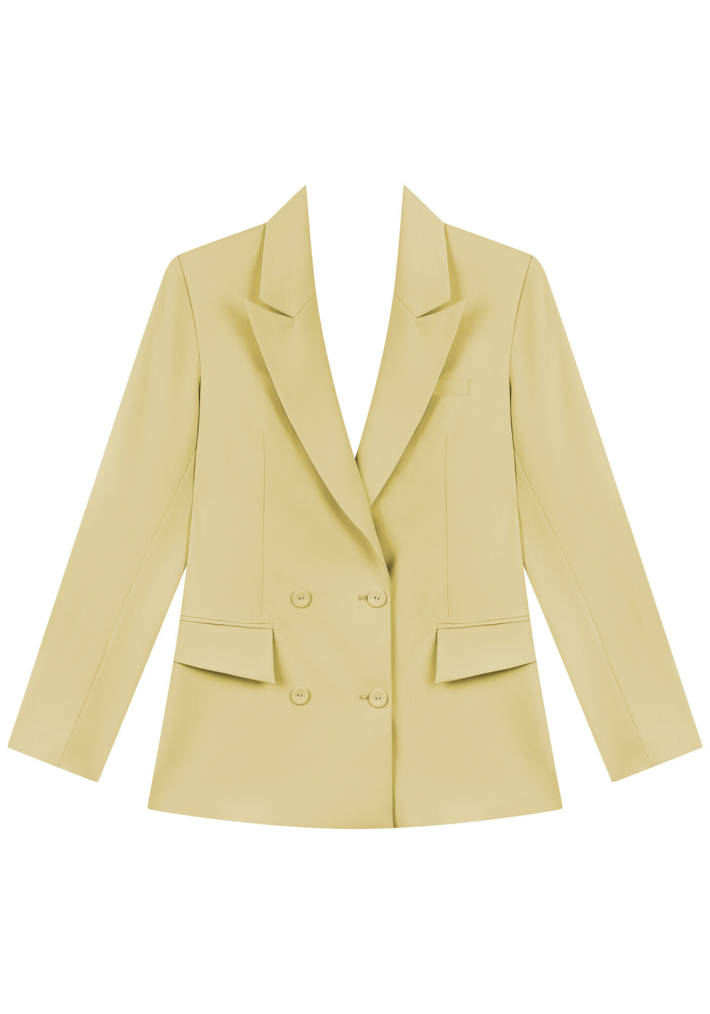 Blazer Alongado Com Lapelas E Abotoamento Duplo, BEGE BISCUIT, large.