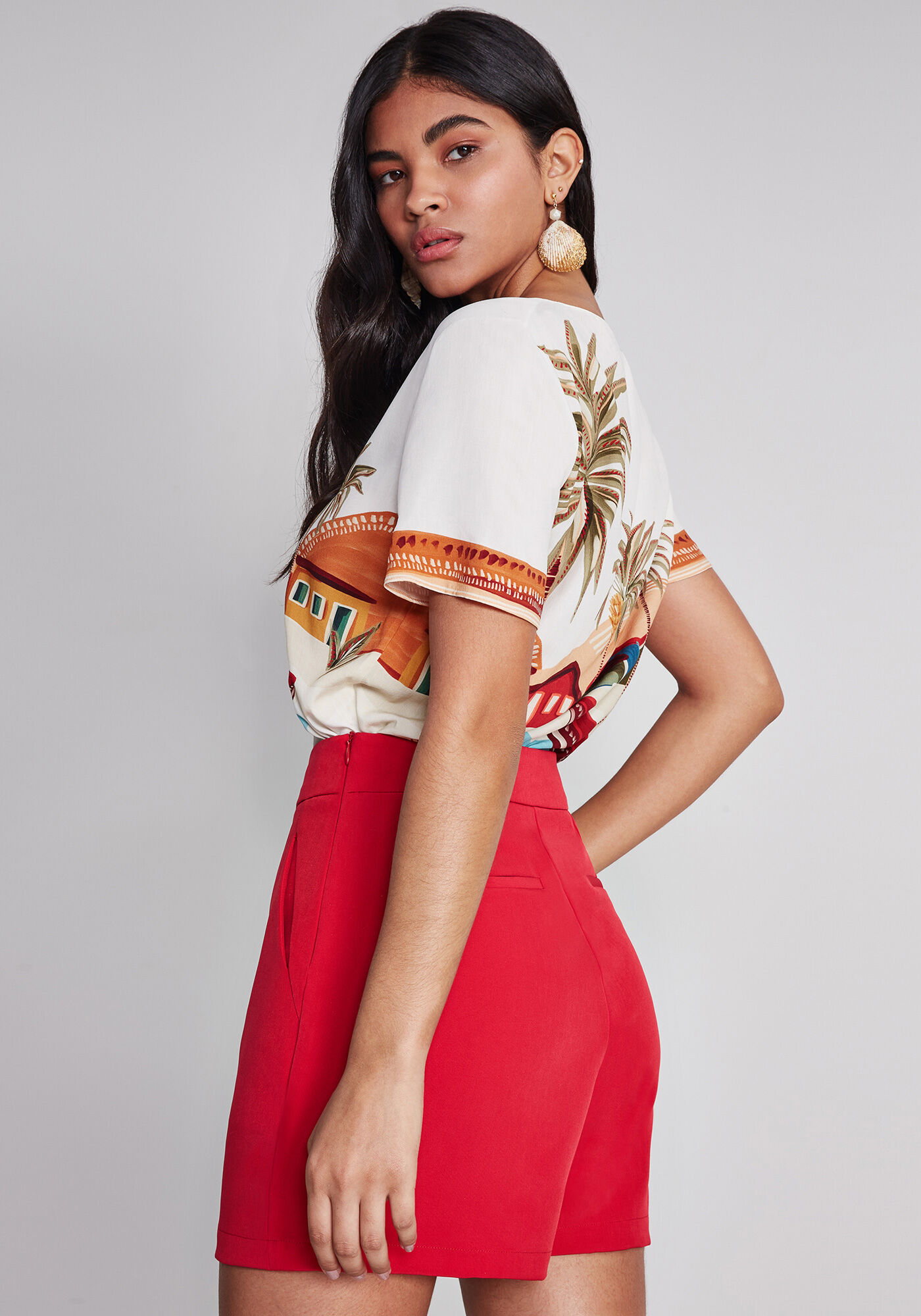 Blusa Manga Curta Ampla Estampa, , large.