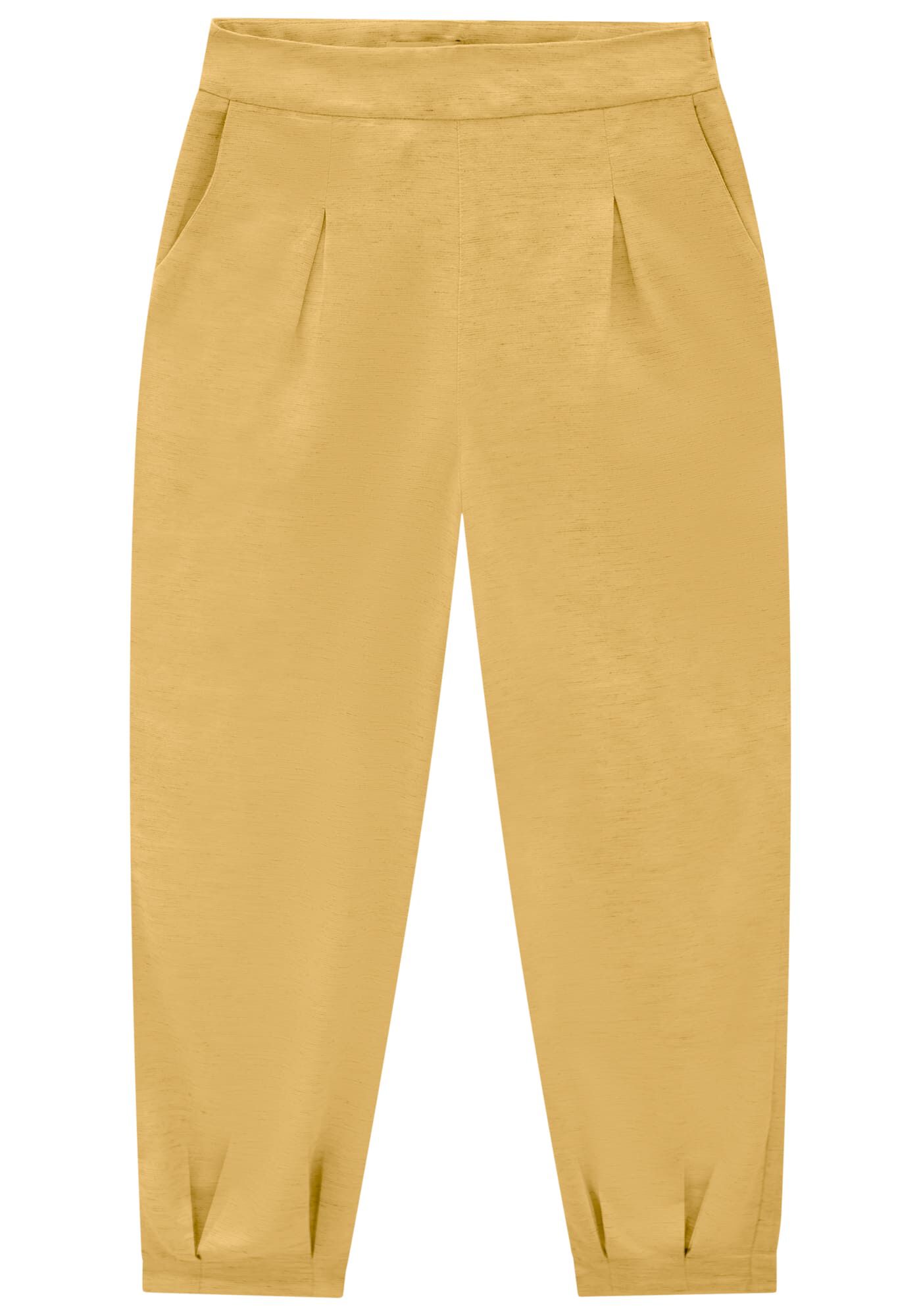 Cal&ccedil;a Carrot com Cintura Alta e Pregas, , large.