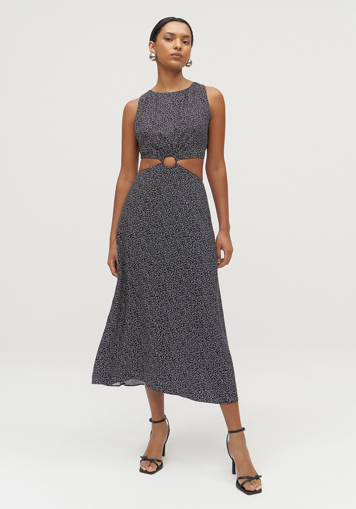 Vestido Midi Estampado em Viscose com Cut Out, , large.