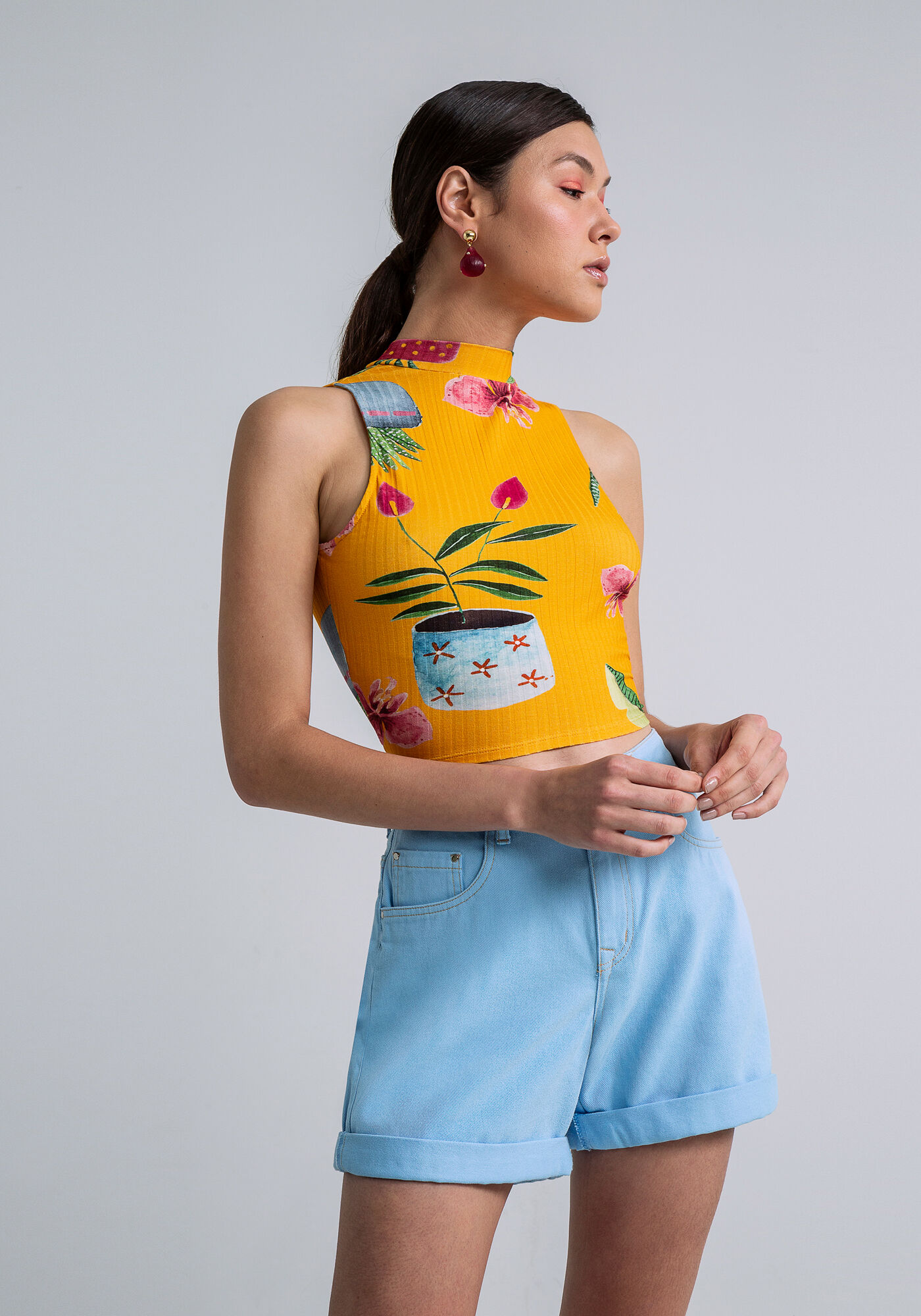 Blusa Cropped Faixa Estampa, , large.