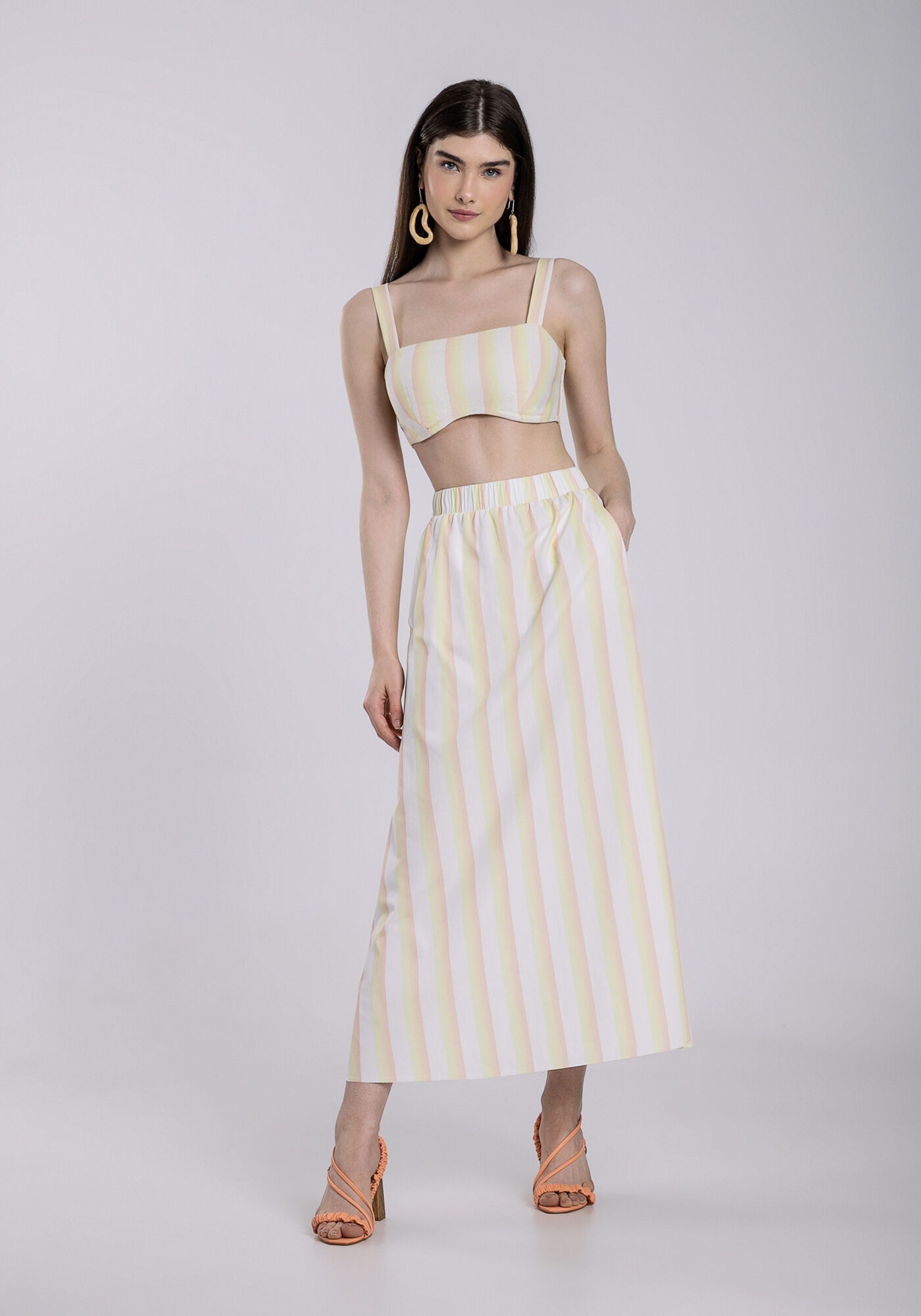 Saia Midi em Tecido Atlanta Evas&ecirc;, BELO JARDIM, large.