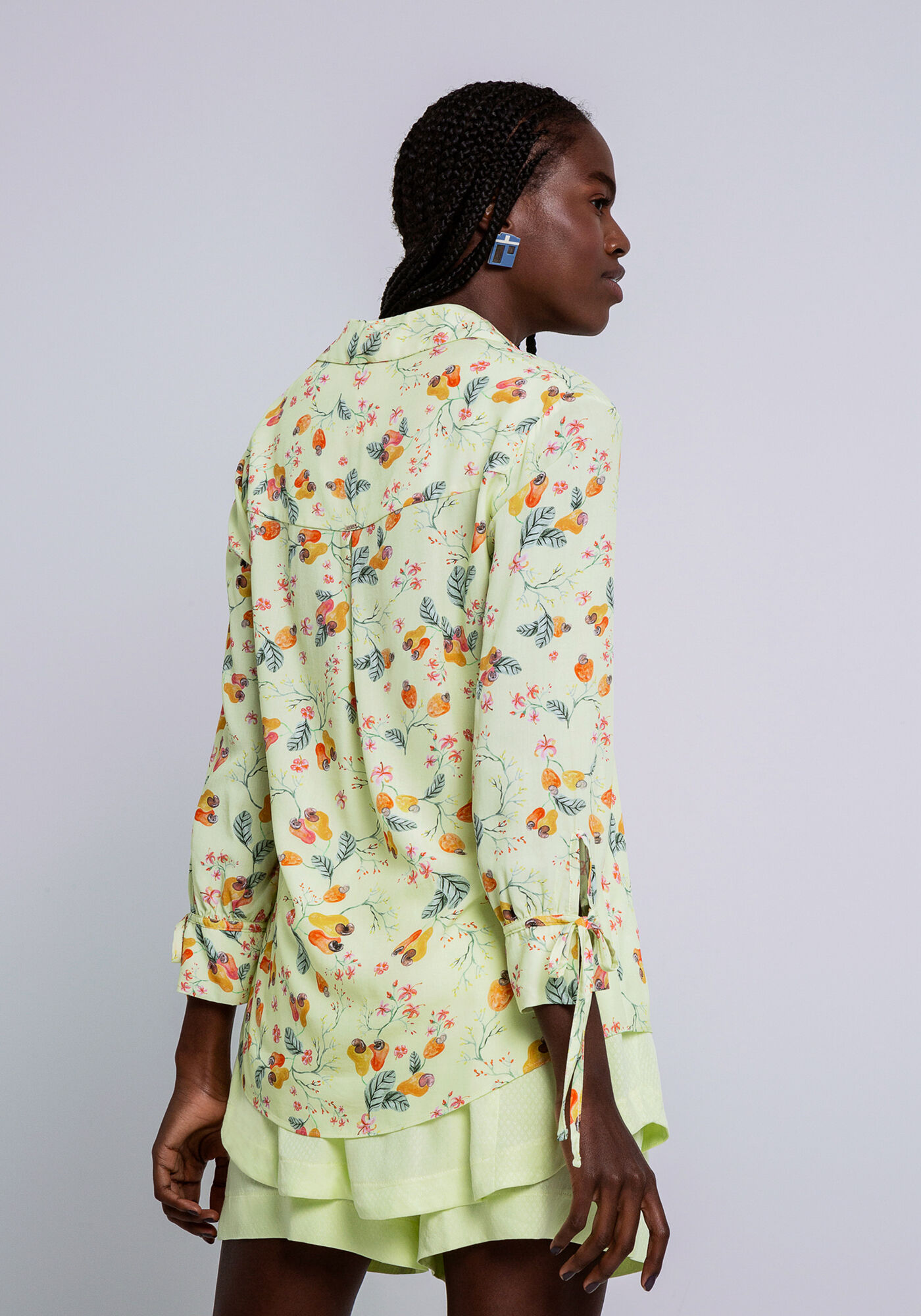 Camisa Mangas 3/4 em Viscose Estampada, CAJUI, large.