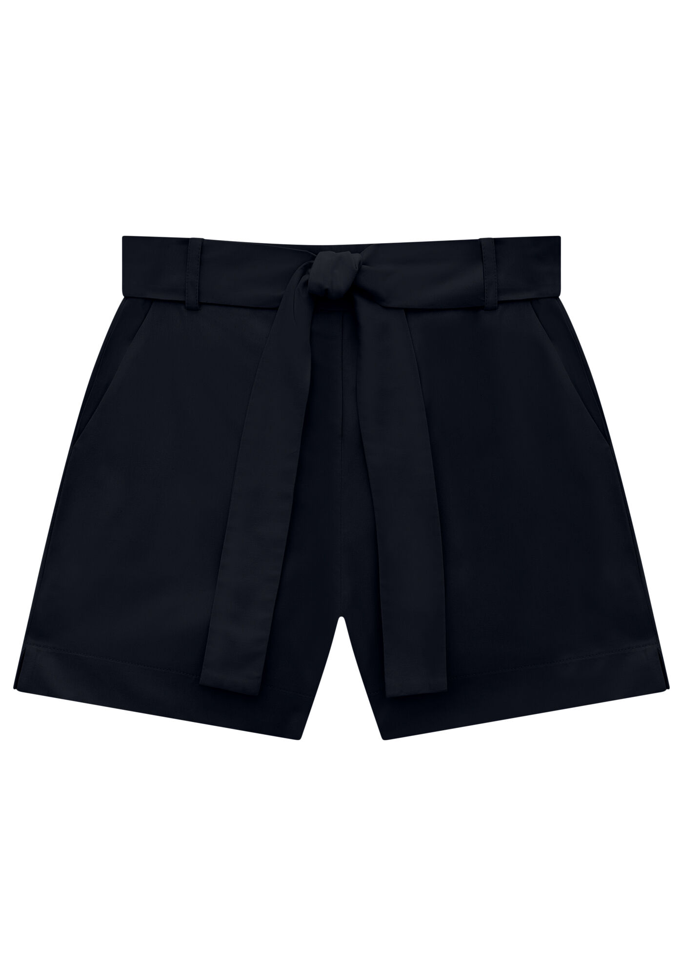 Shorts Cintura M&eacute;dia em Tecido Velurd com Cinto, , large.