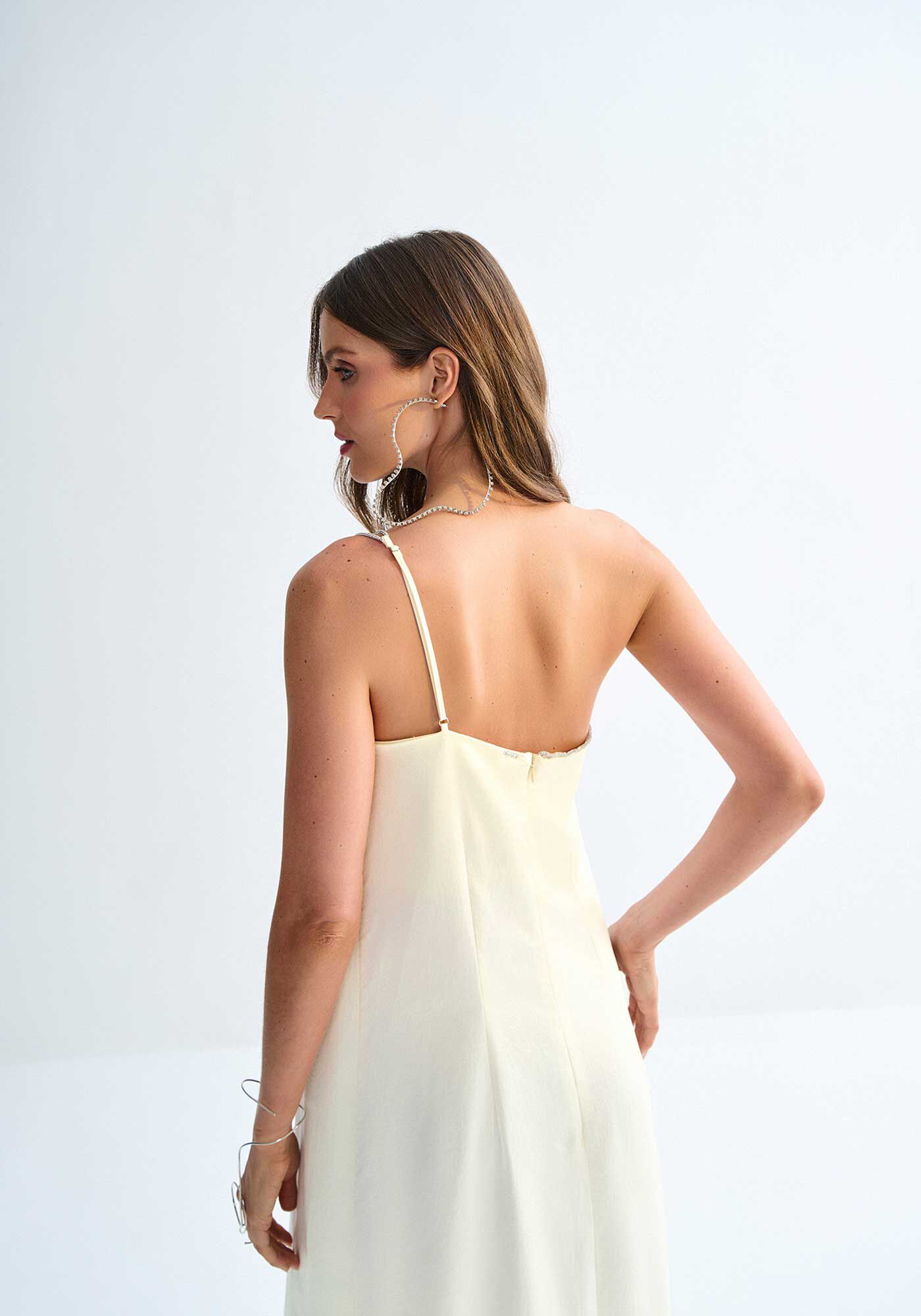 Vestido Longo Um Ombro S&oacute; com Al&ccedil;as Strass, , large.