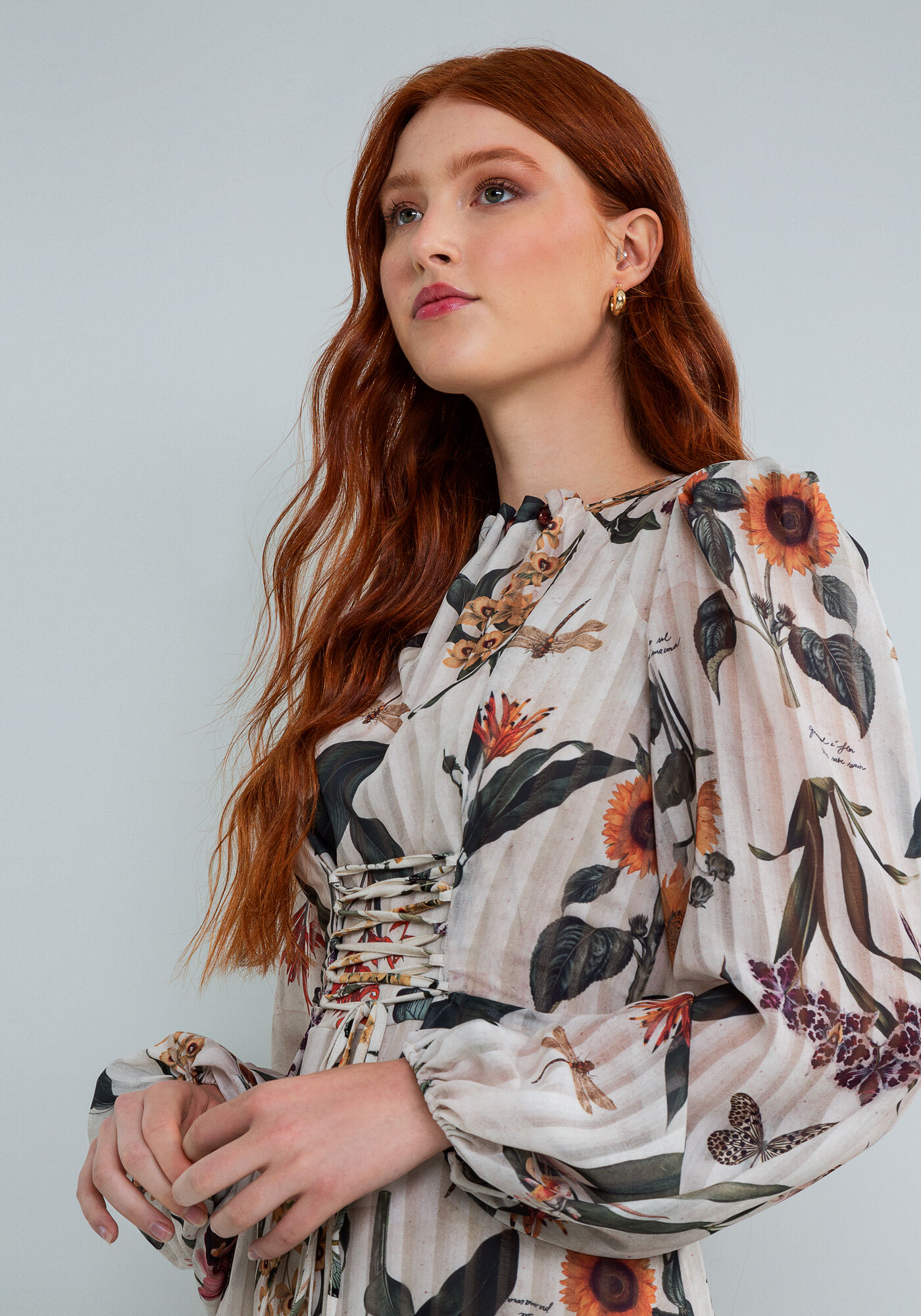 Vestido Manga Longa M&iacute;di Amarra&ccedil;&atilde;o, CARTAS, large.