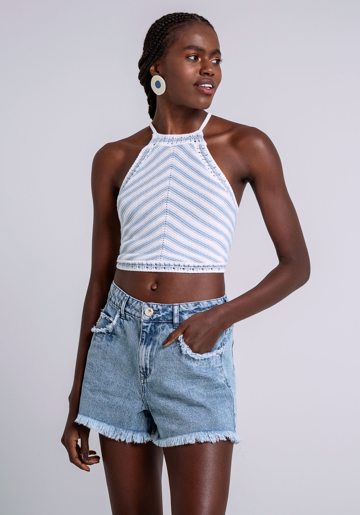 Shorts Jeans Rio com Desfiados, JEANS, large.