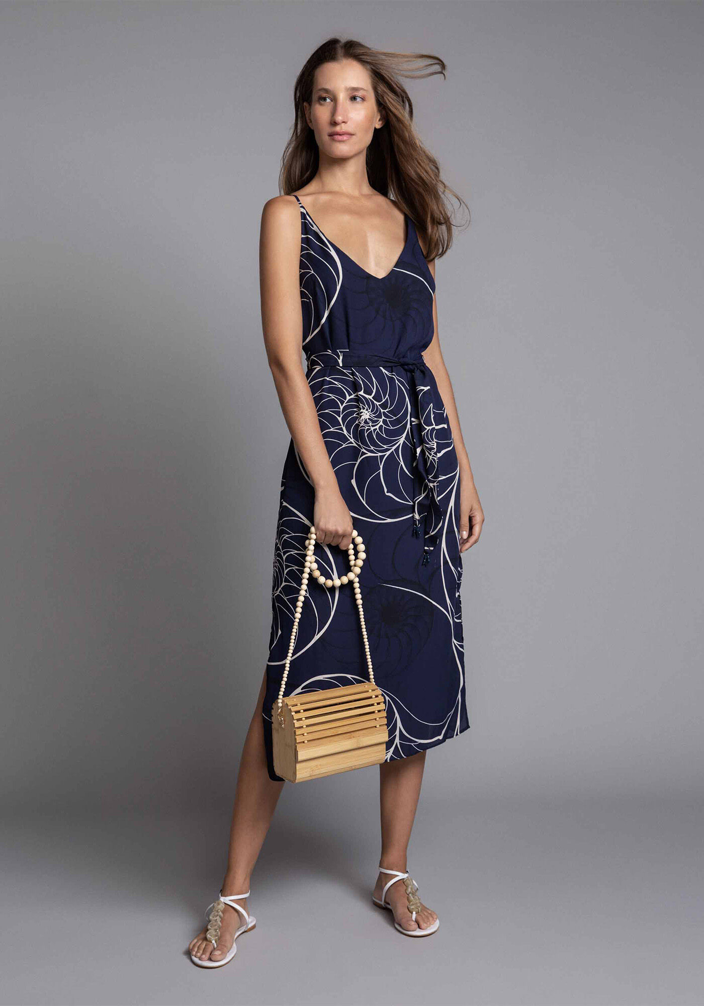 Vestido M&iacute;di Estampado com Cinto, , large.