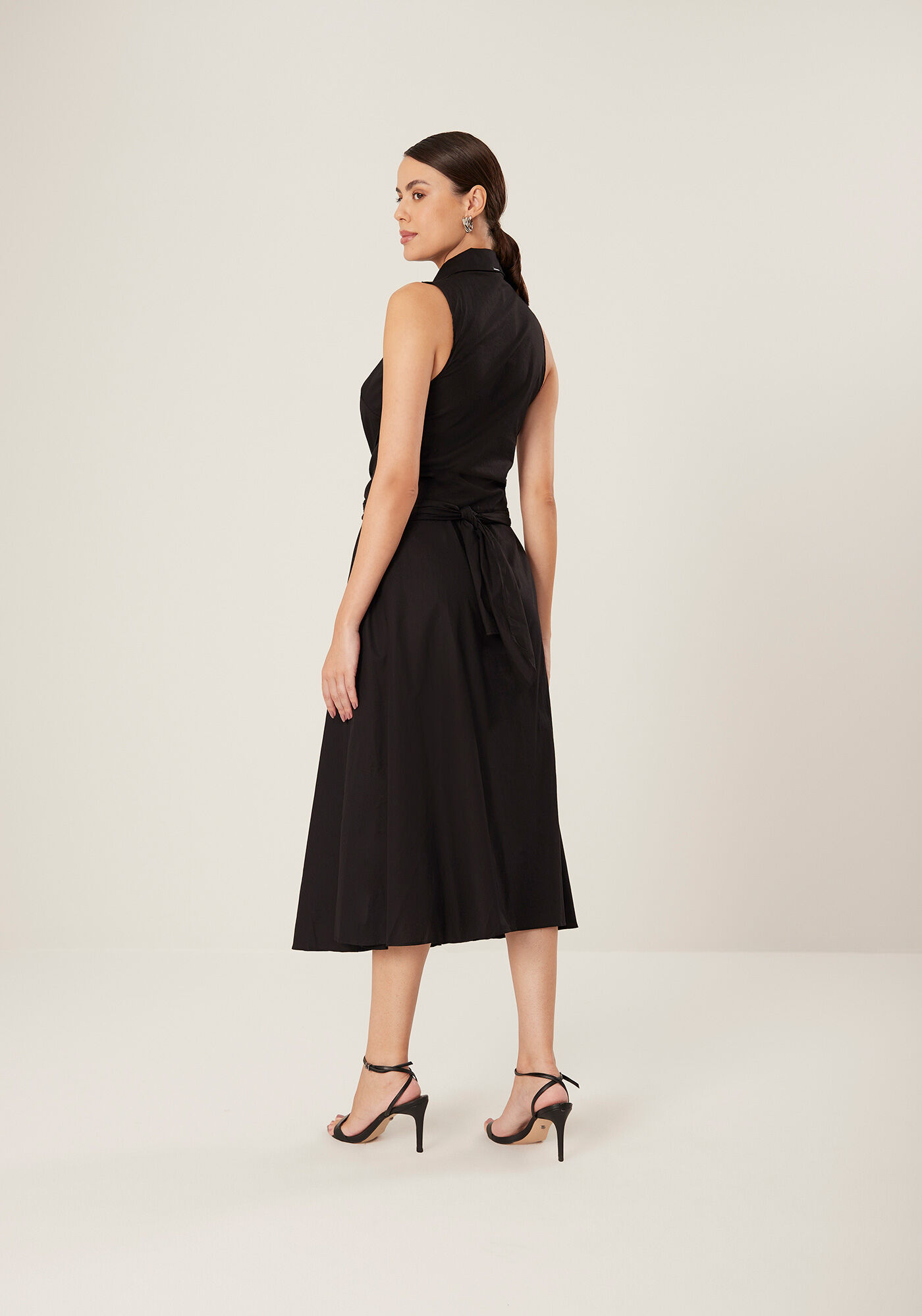 Vestido Midi Ch&aacute; Em Algod&atilde;o Respons&aacute;vel Com Amarra&ccedil;&atilde;o, , large.