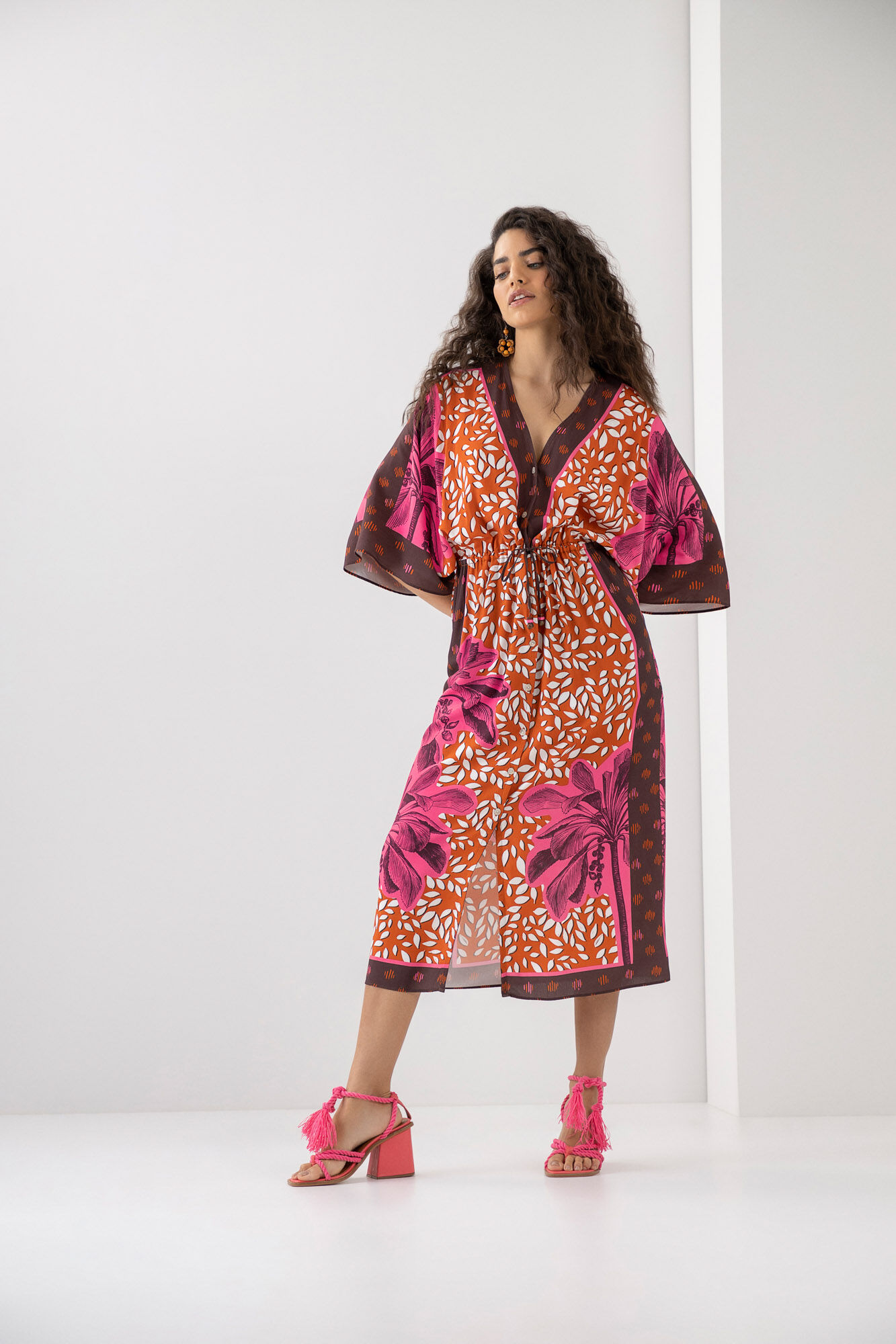 Vestido Midi Chemise em Viscose Estampado, , large.