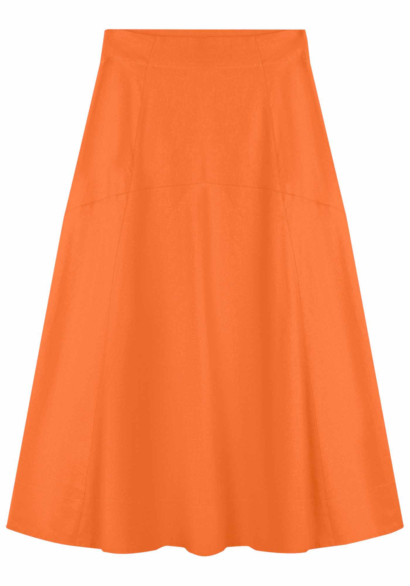 Saia Midi Evas&ecirc; em Linho com Cintura Alta, , large.