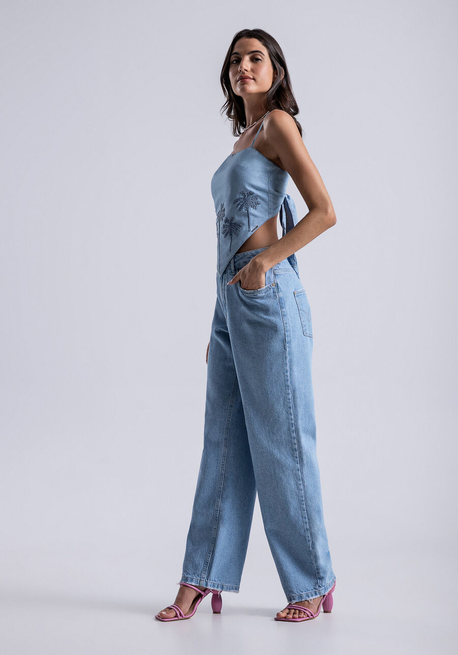 Calça Jeans Wide Leg com Cintura Baixa, . Calça Jeans Wide Leg com Cintura Baixa, , large.