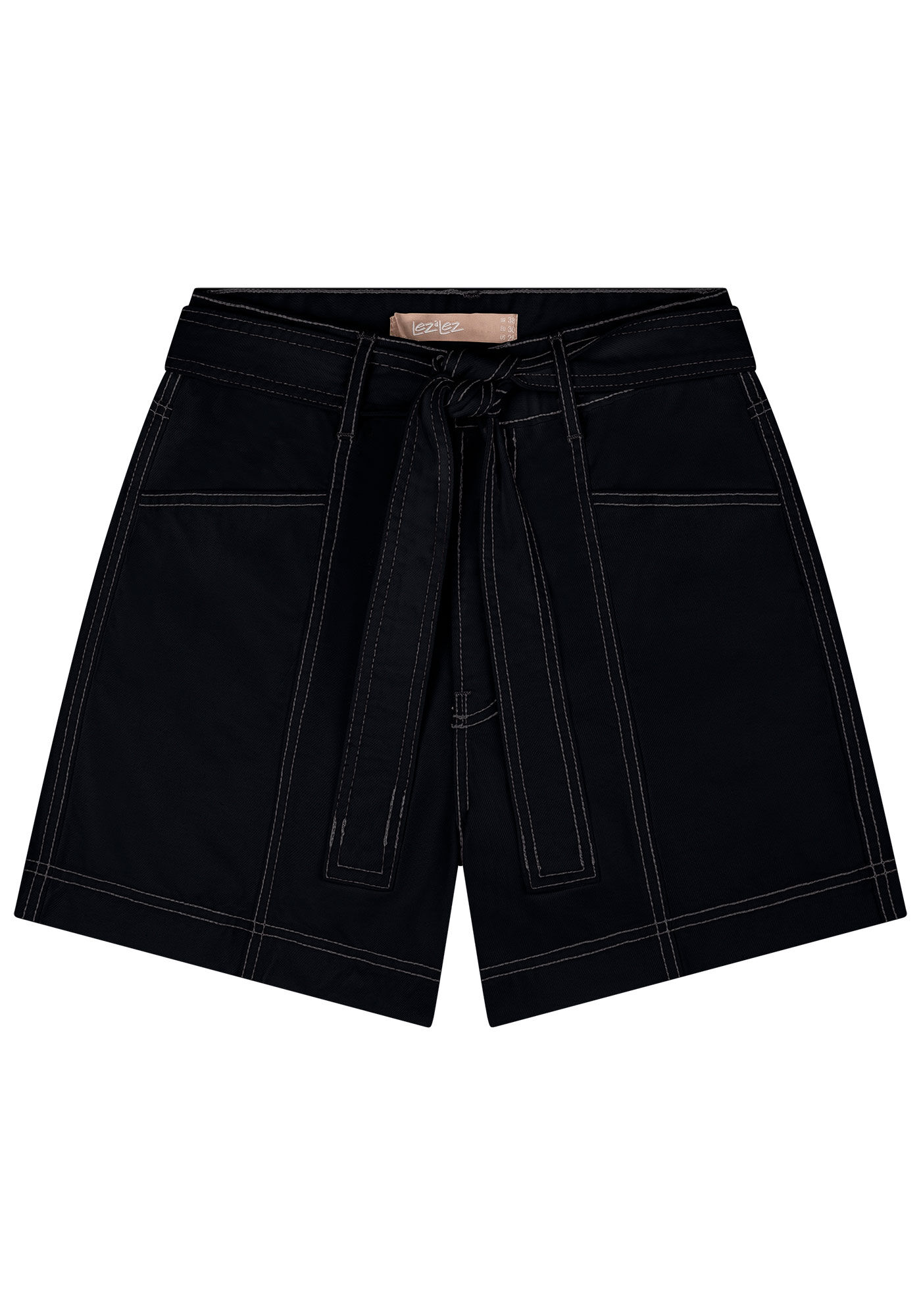 Shorts Sarja Mom Cintura Alta com Cinto, , large.