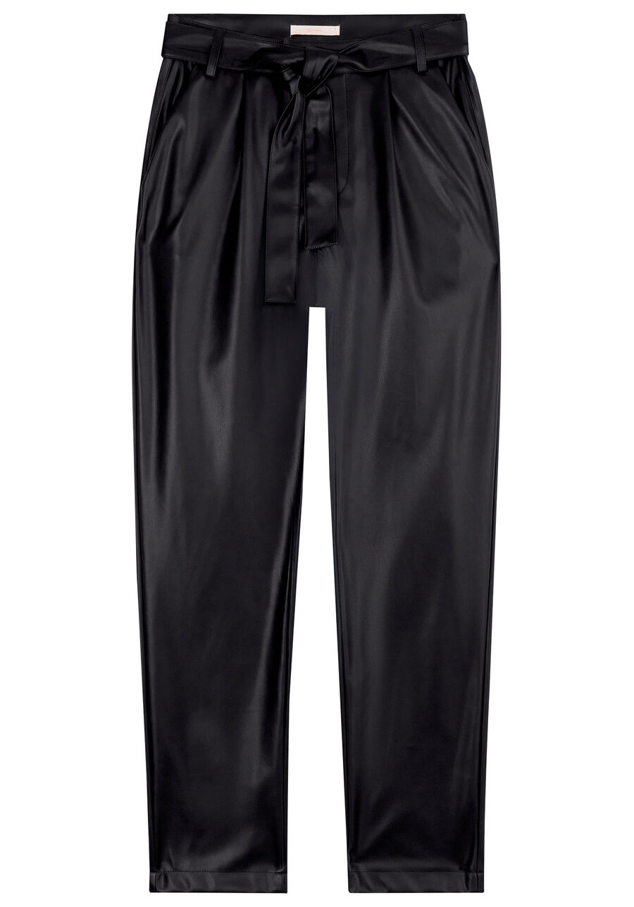 Calça Carrot PU com Cinto, . Calça Carrot PU com Cinto, , large.