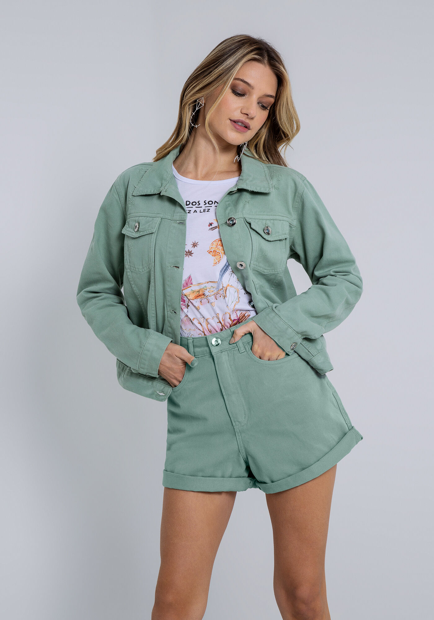 Shorts Sarja Mom Cintura Super Alta, , large.