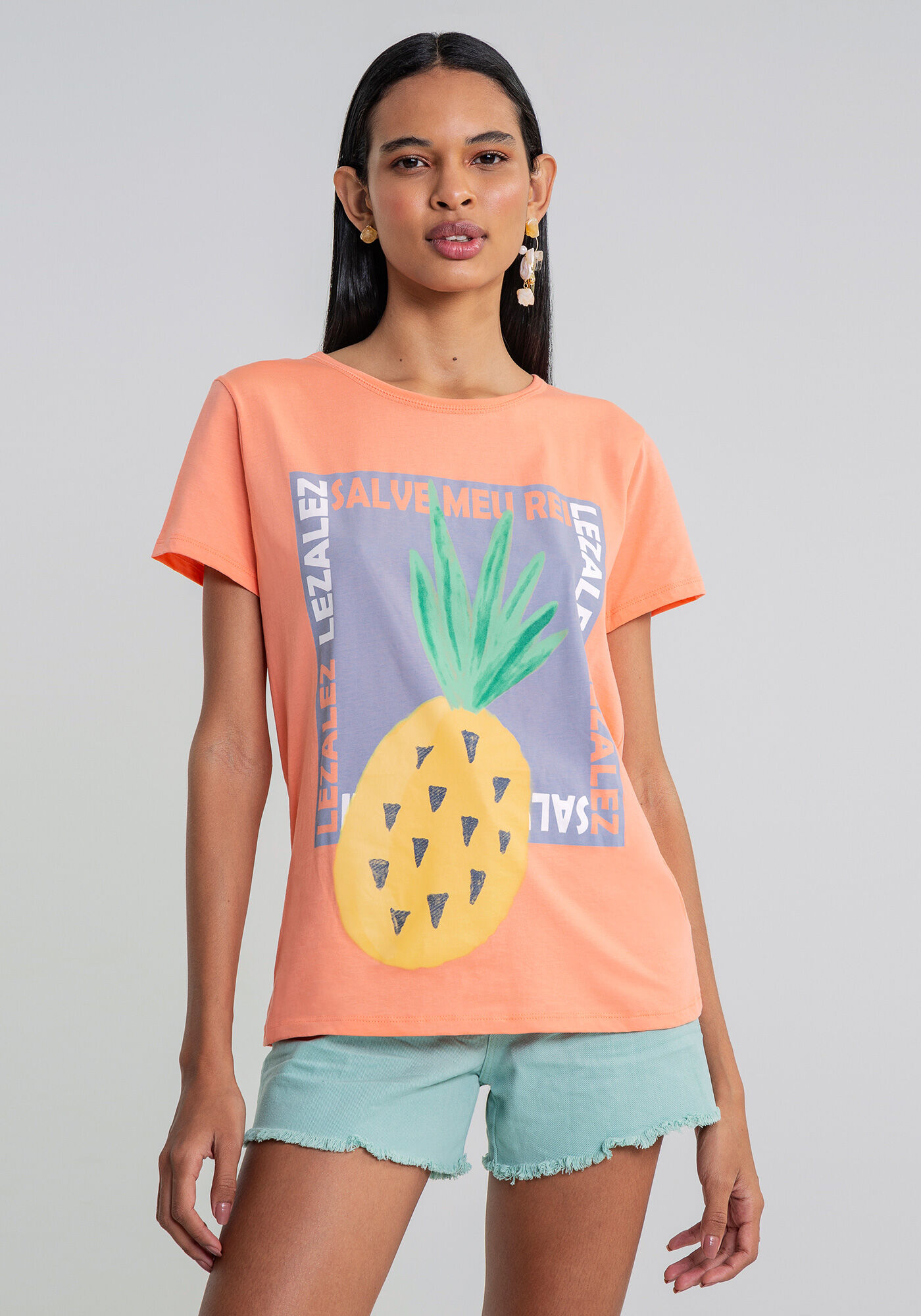 Blusa Manga Curta Estampada, , large.