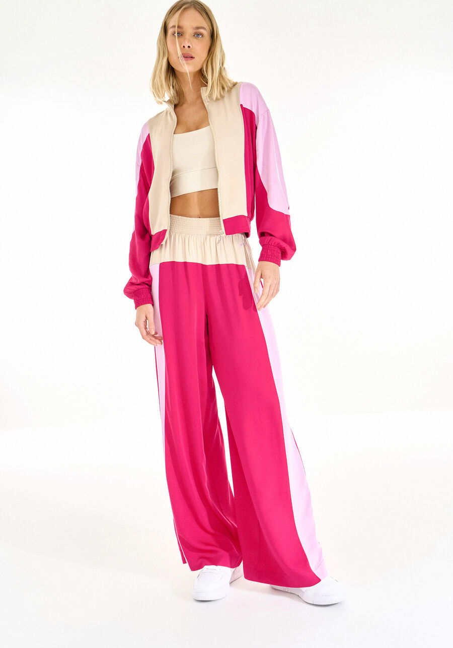 Calça Reta Ampla MOVE Fitness com Recortes, ROSA SYRUP. Calça Reta Ampla MOVE Fitness com Recortes, ROSA SYRUP, large.