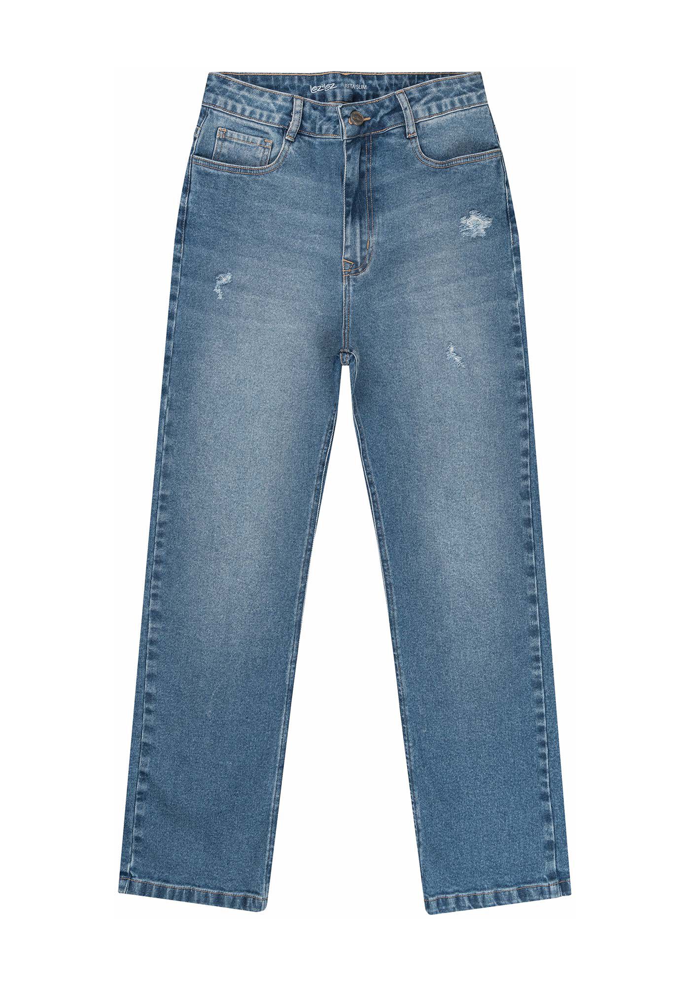 Cal&ccedil;a Jeans Slim Estonada com Elasticidade, , large.