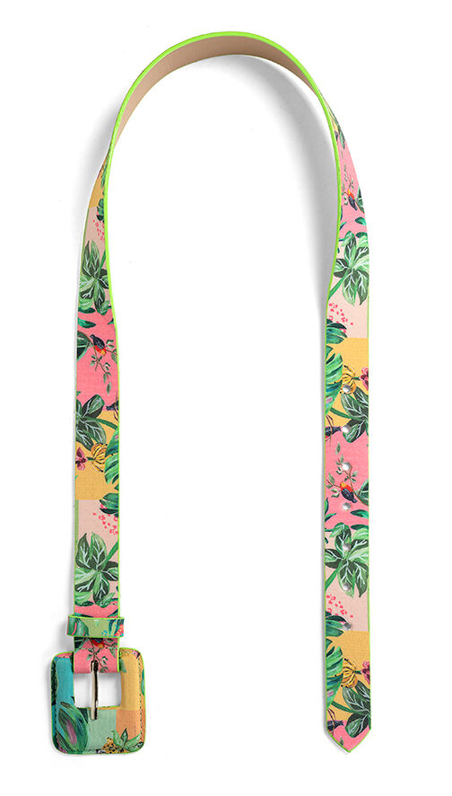 Cinto de Cintura Estampado com Fivela Quadrada, , large.