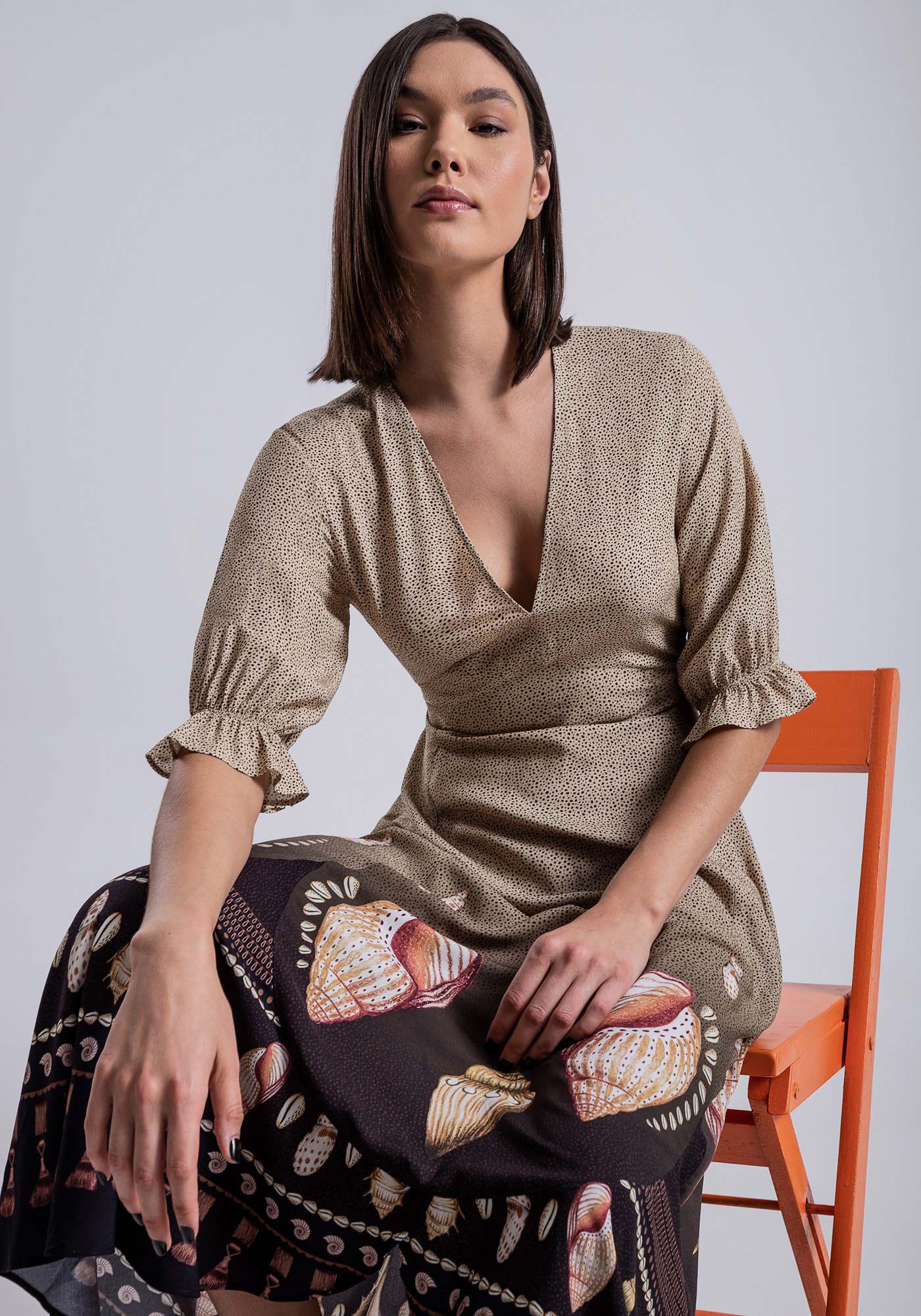 Vestido Midi Estampado em Viscose com Amarra&ccedil;&atilde;o, , large.