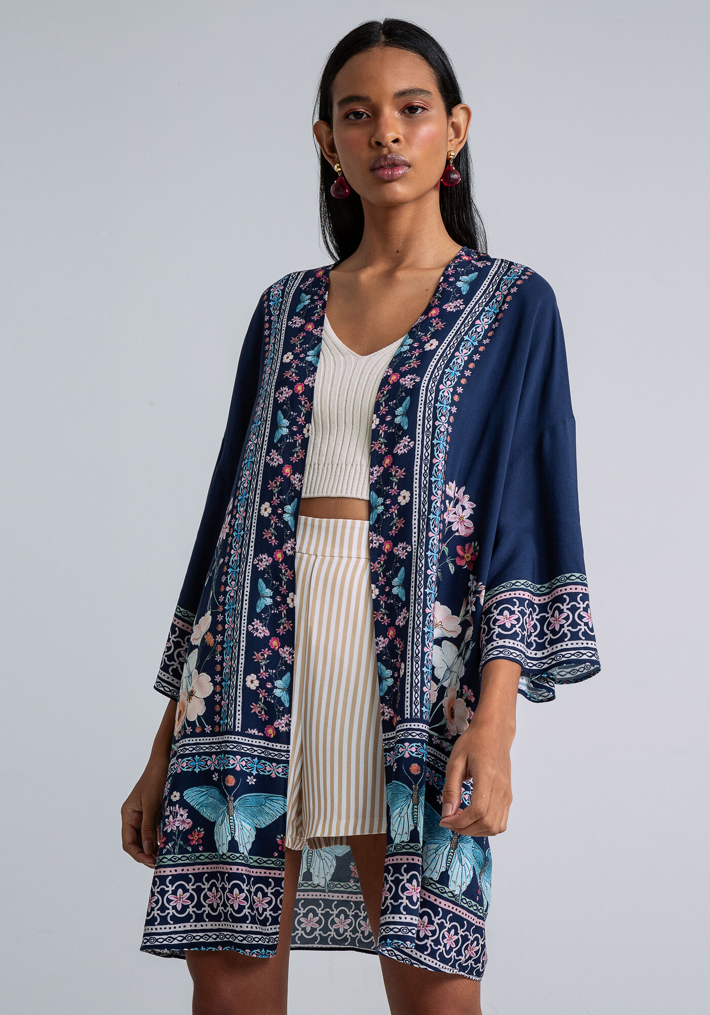 Kimono Sobreposi&ccedil;&atilde;o Manga 3/4, LIBERDADE, large.