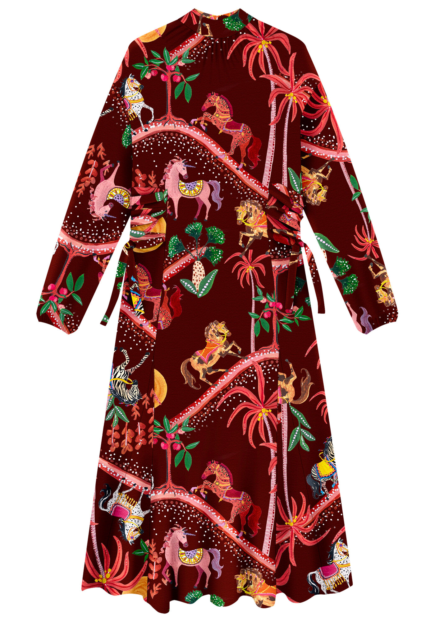 Vestido Midi Ch&aacute; com Tiras e Amarra&ccedil;&atilde;o, , large.