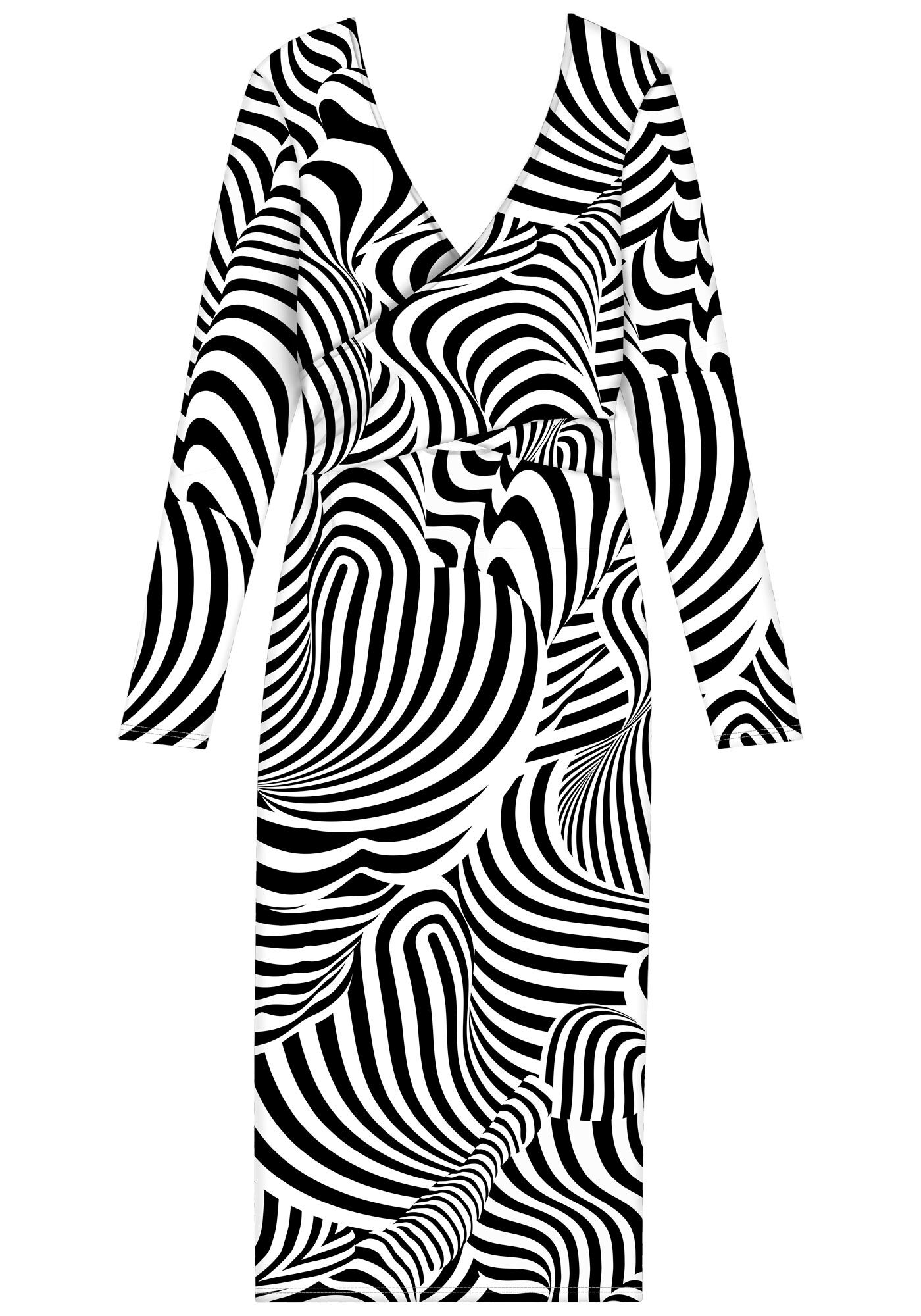 Vestido Estampado Midi Em Malha Canelada Com Recorte Frontal, SILHOUETTE BRANCO, large.