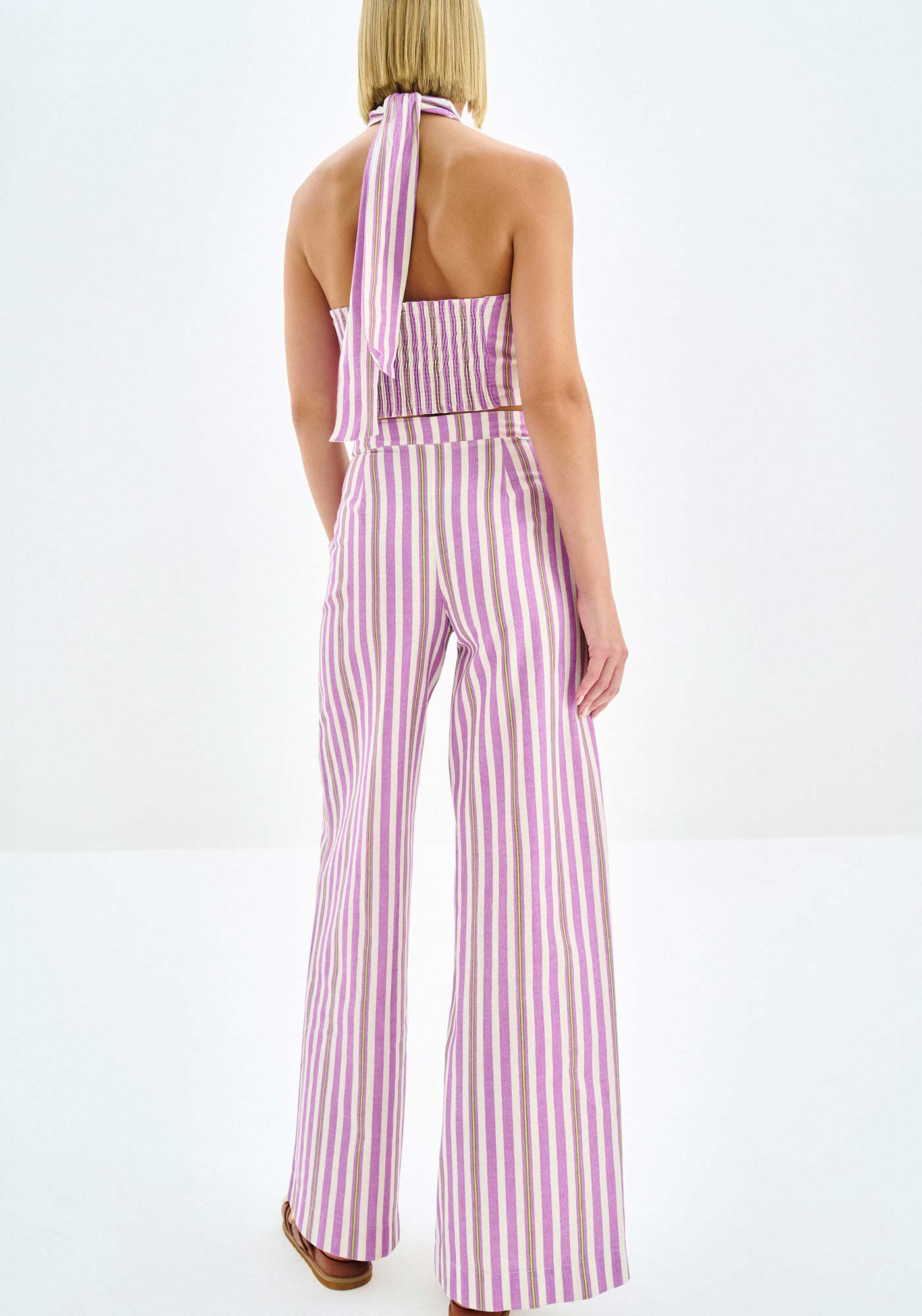 Cal&ccedil;a Pantalona em Linho Estampada, , large.