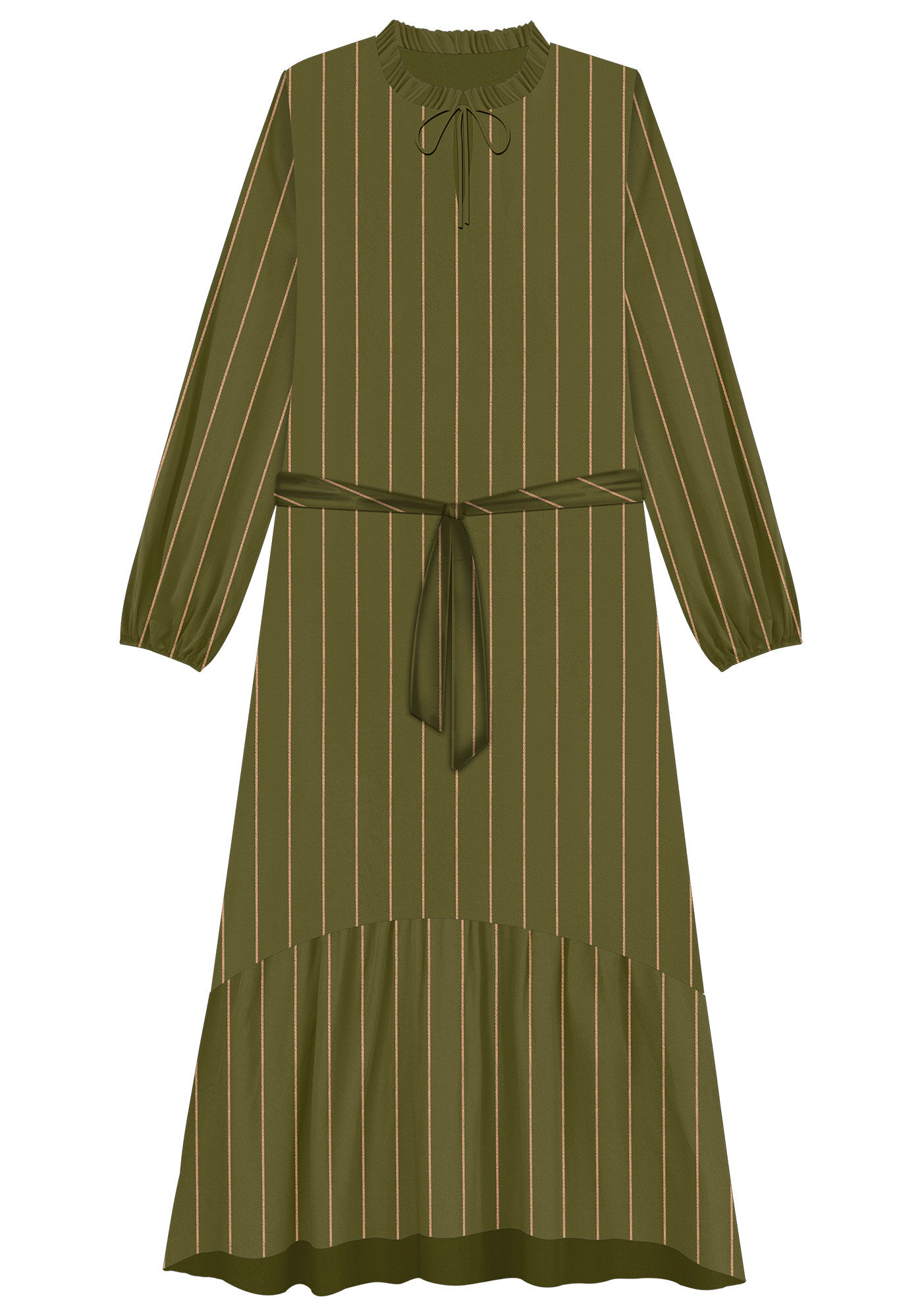 Vestido Midi Estampado em Viscose com Faixa, , large.