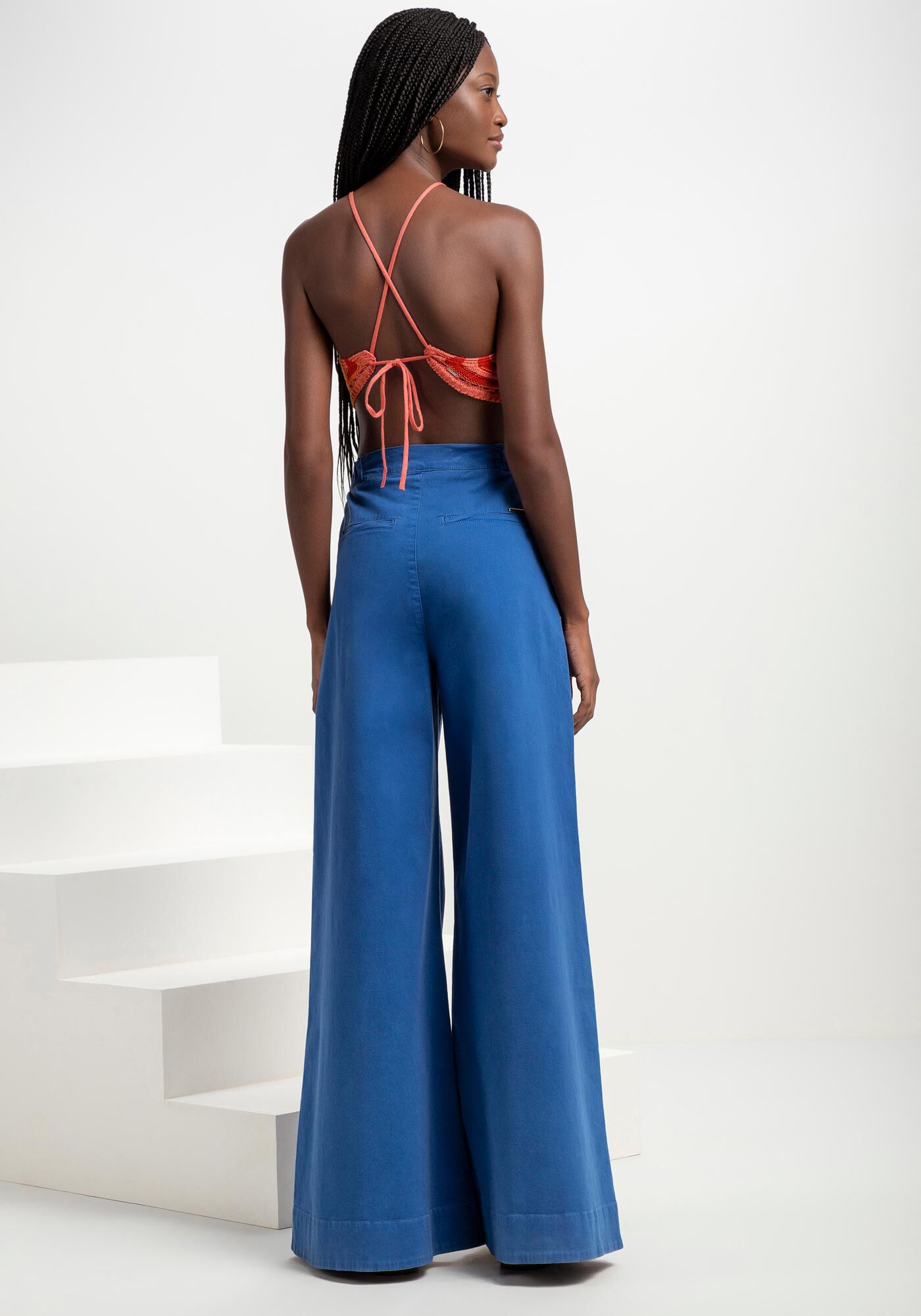 Cal&ccedil;a Sarja Wide Leg com Pregas, , large.