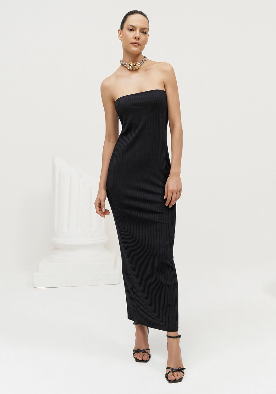 Vestido Midi Canelado Sem Alça, . Vestido Midi Canelado Sem Alça, , large.